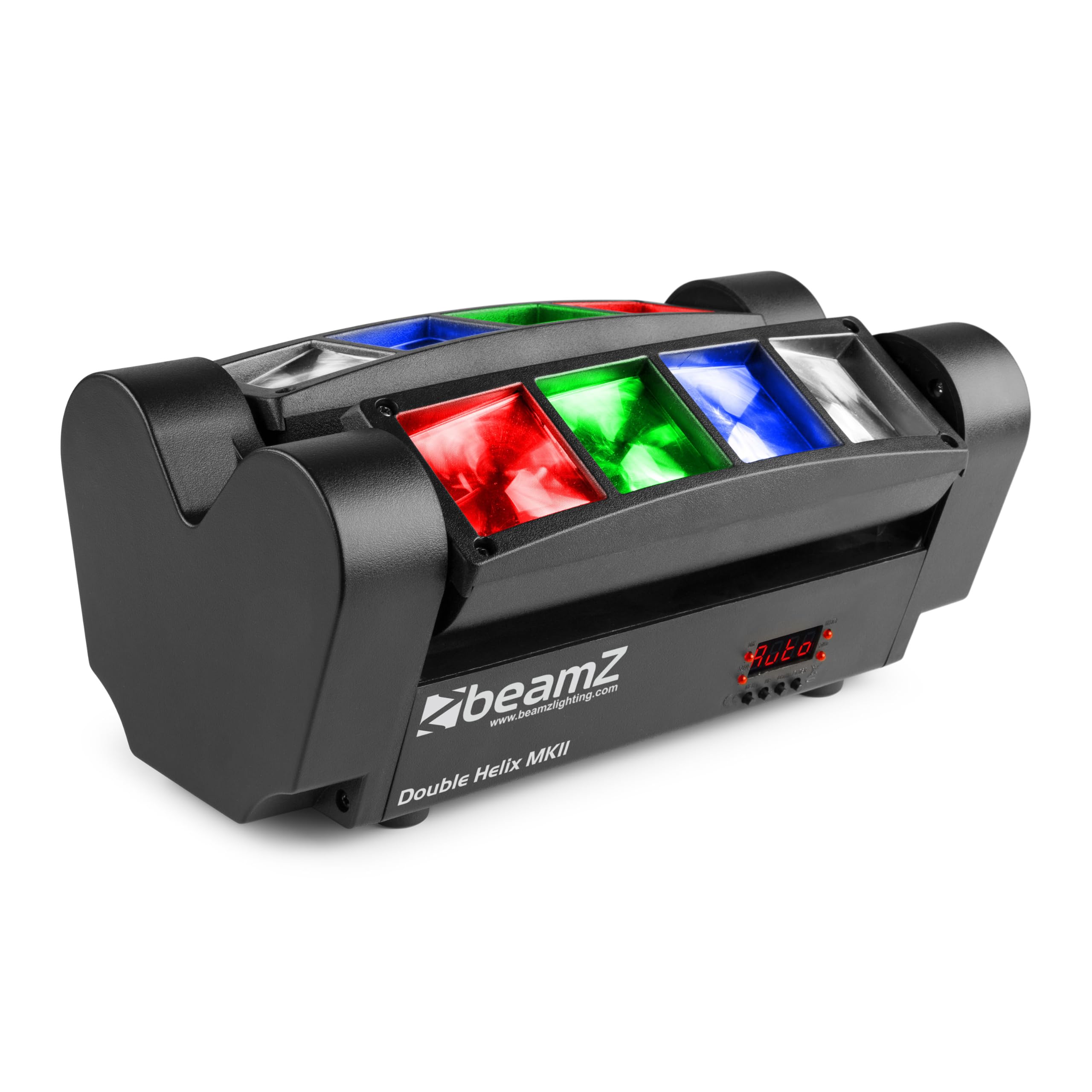 BeamZ MHL820 Double Helix RGB LED Lichteffekt 8x3 Watt, Moving Head Bühnenlicht, Disco DJ Licht, LED Lichteffekt, Mini Lichtanlage, Plug n Play, Discolicht Partylicht, Soundsteuerung - Schwarz
