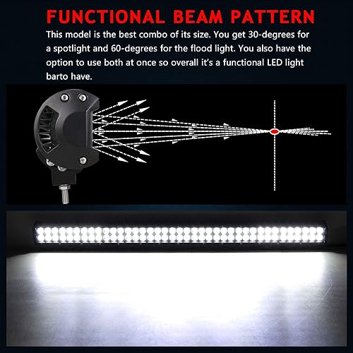 Miniatura 4 de AUXTINGS Barra de luz LED de inundación puntual de 36 pulgadas de 234 W con kit de arnés de cableado para camión, Jeep, vehículos todoterreno, 4x4,