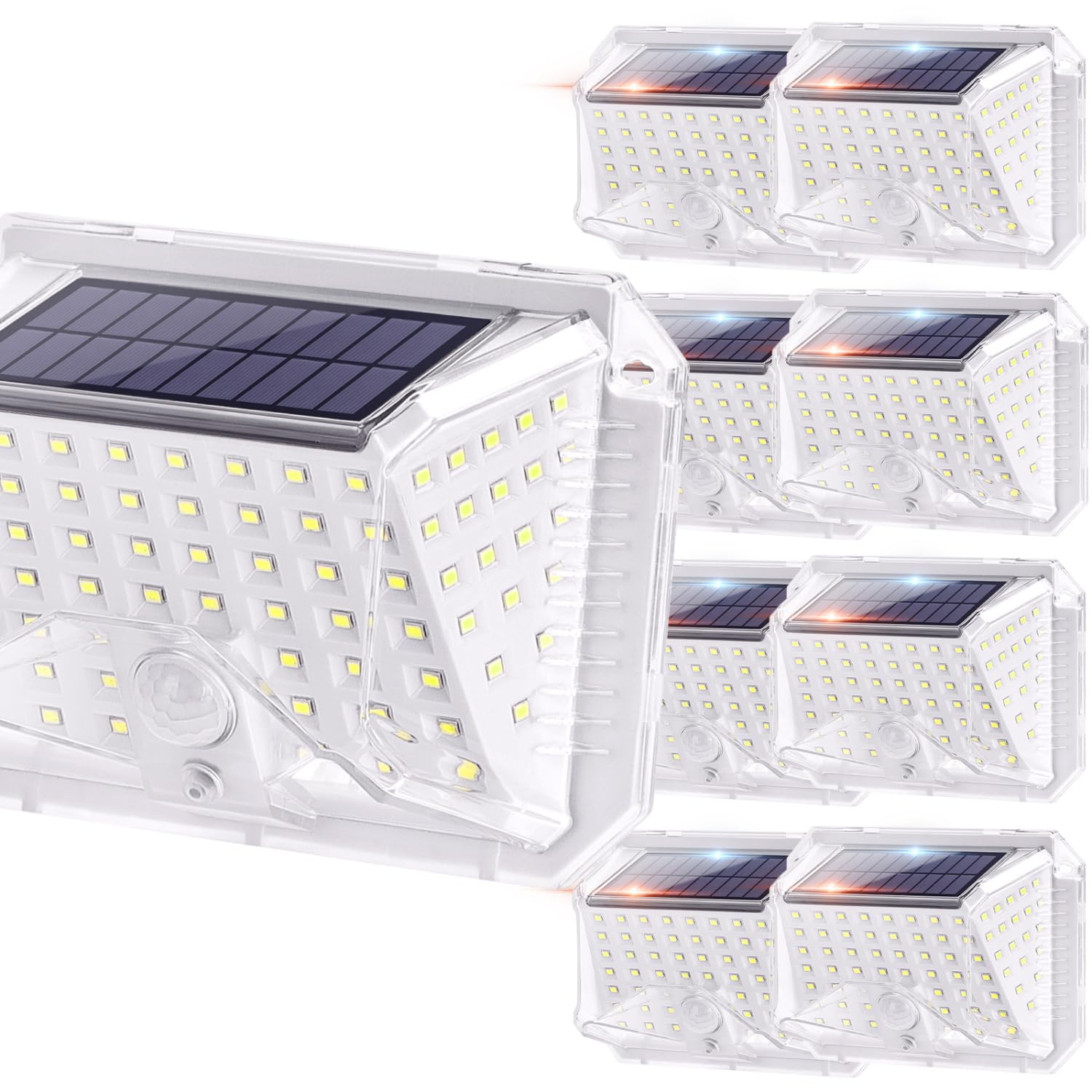 Aigostar Luce Solare LED Esterno Faretti Solari a Led da Esterno Lampada da Esterno con Sensore di Movimento IP65 Impermeable 3 Modalità per Giardino, Parete Wireless Risparmio Energetico 8 pezzi