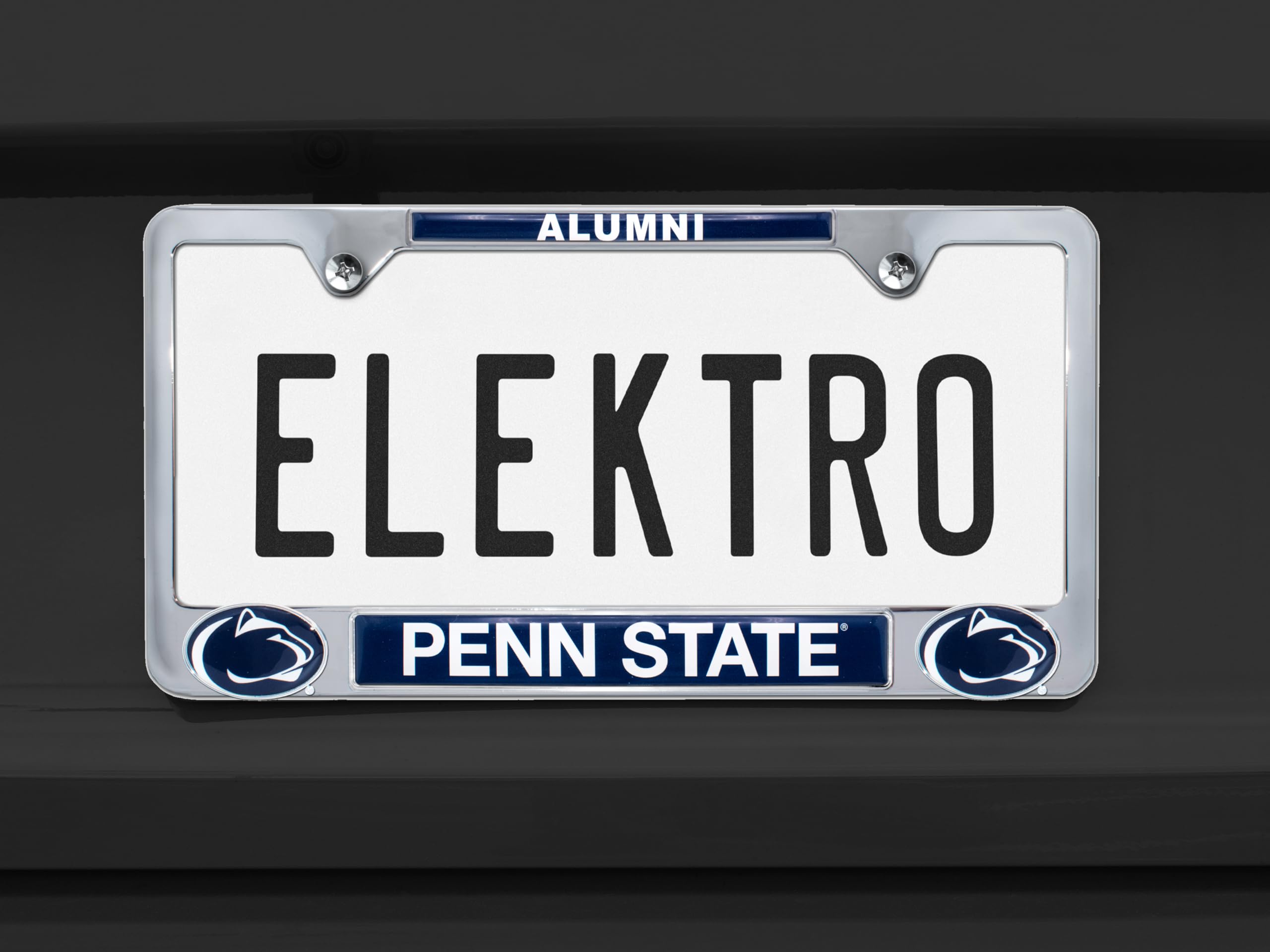 Elektroplate Officially Licensed – Penn State University Alumni Chrome Metal License Plate Frame with 3D Logos affixed | Premium Metal Car Tag Holder | Weather-Proof Automotive Accessory