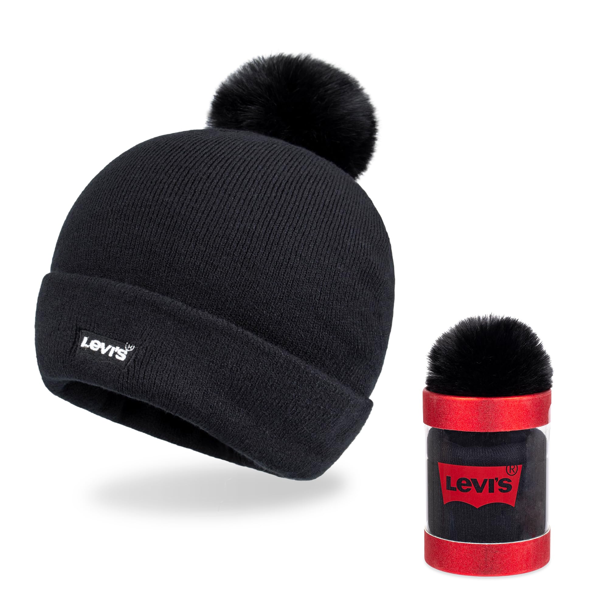 Levis Womens Cuffed Beanie with Pom