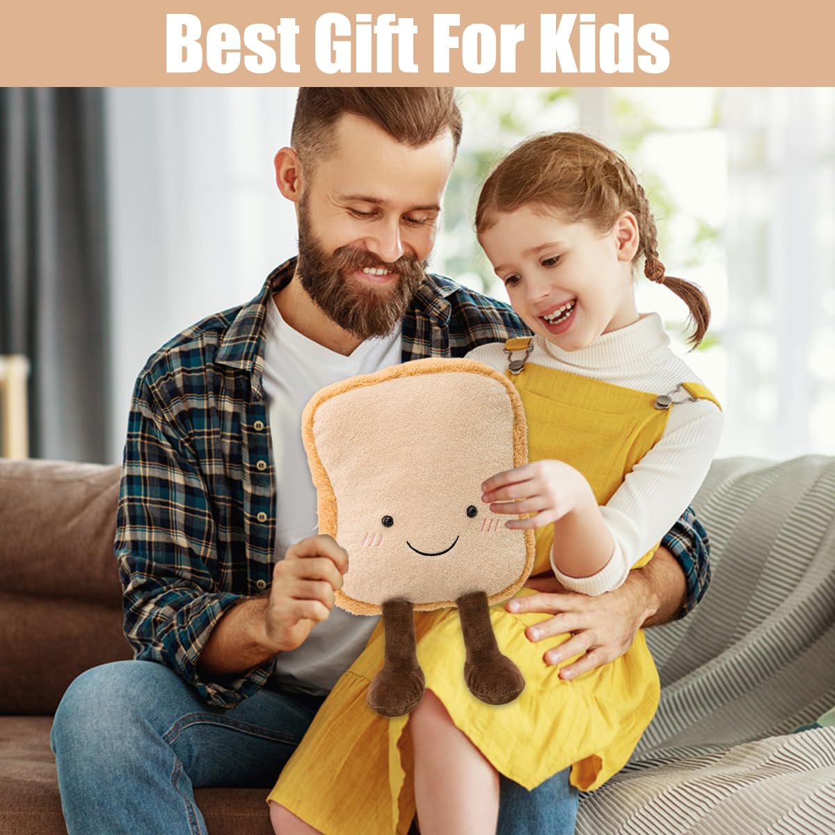 BSNRDX Cute Plush Toys for Kids Funny Bread Shape Plush Toy Cushion, Soft Plush Toy Toast Cut Bread Cushion - Image 4