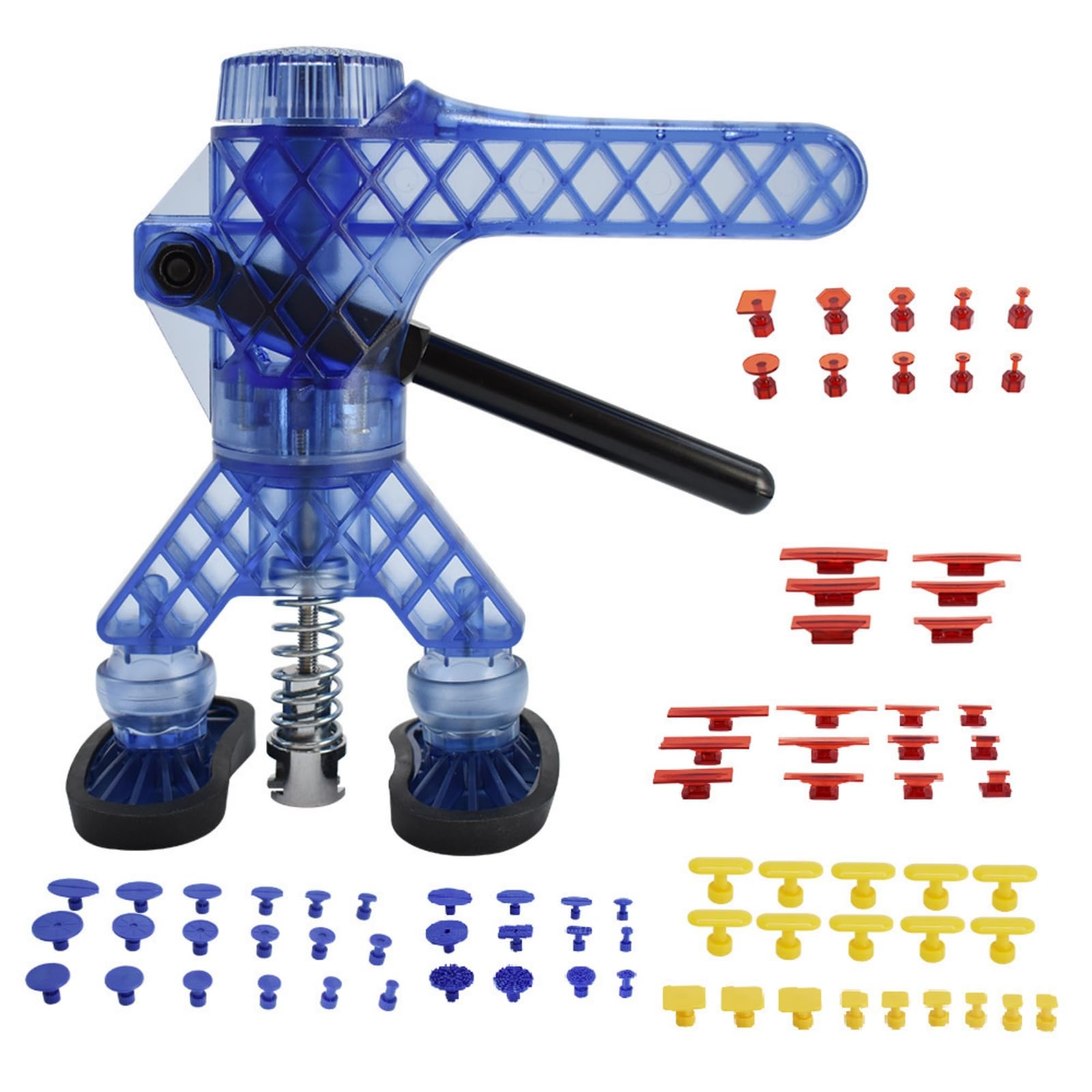 Estrattore di Ammaccature Fai da Te Tirabolli Manuale Attrezzo per Carrozzieri, Garage, Blu, Estrattore + 77 Linguette