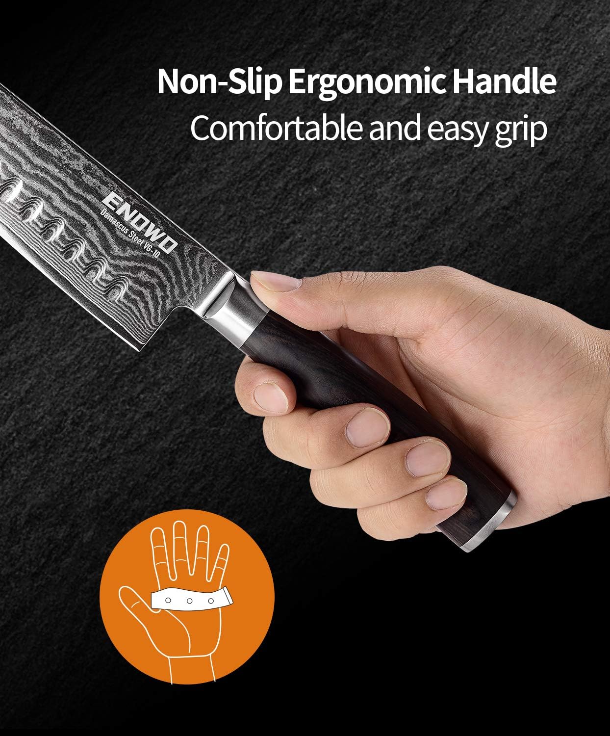 Free Shipping Offer enowo Damascus Chef Knife 8 Inch with Clad Dimple,Razor Sharp Kitchen Carving Sushi Knife Made of Japanese VG-10 Stainless Steel,Gift Box,Ergonomic, Superb Edge Retention, Stain & Corrosion Resistant Get Special Price enowo Damascus Chef Knife 8 Inch with Clad Dimple,Razor Sharp Kitchen Carving Sushi Knife Made of Japanese VG-10 Stainless Steel,Gift Box,Ergonomic, Superb Edge Retention, Stain & Corrosion Resistant