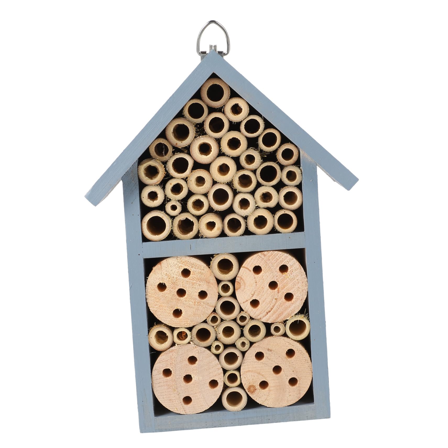 Holz Insektenhaus Garten Bienenhaus Nisthilfe Wildbienen Holzhaus Wetterfest für Outdoor Garten Deko Blau