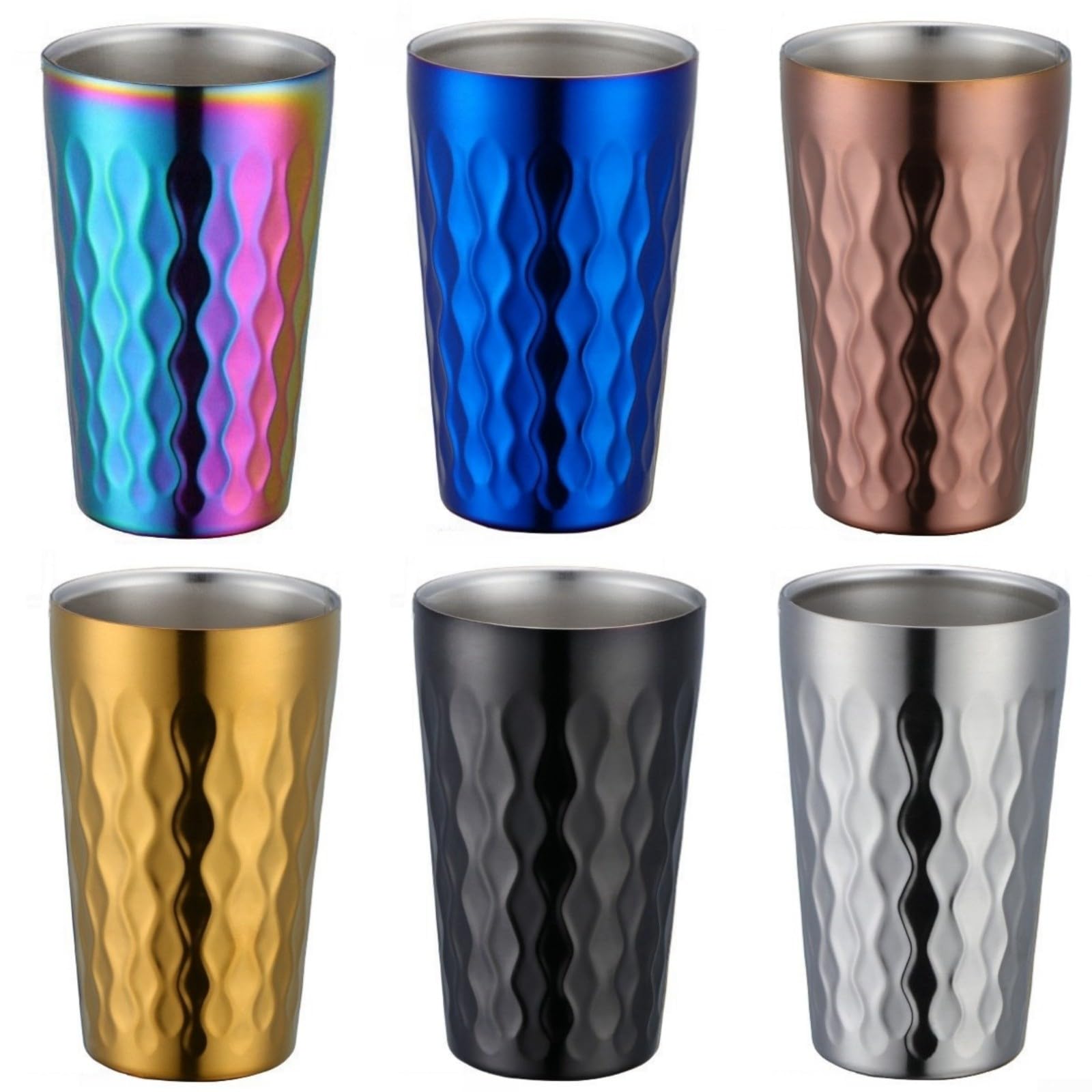 6 Stück Edelstahl Trinkbecher 330Ml Doppelwandig Stapelbar Wärmeisolierend Robust Leicht Zu Reinigen Für Reise Und für freizeit Gold(Gold)
