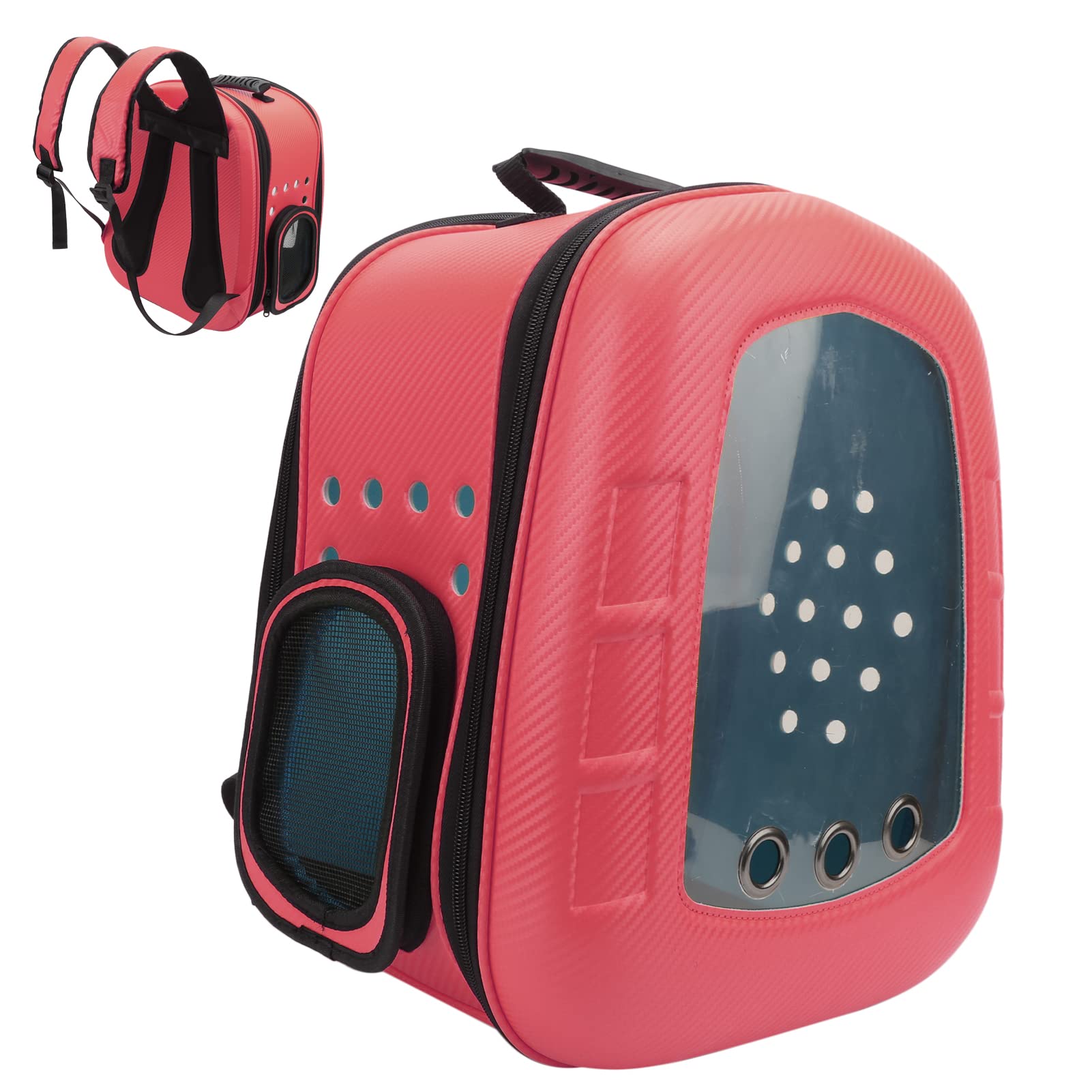 Haustier-Rucksack, Raumkapsel, atmungsaktiv, verdickt, für Katzen und Hunde, Freisprecheinrichtung, Reisen zum Wandern, Spazierengehen, Eva-poröses Material, Schwarz, 42 x 37 x 25 (Rot)