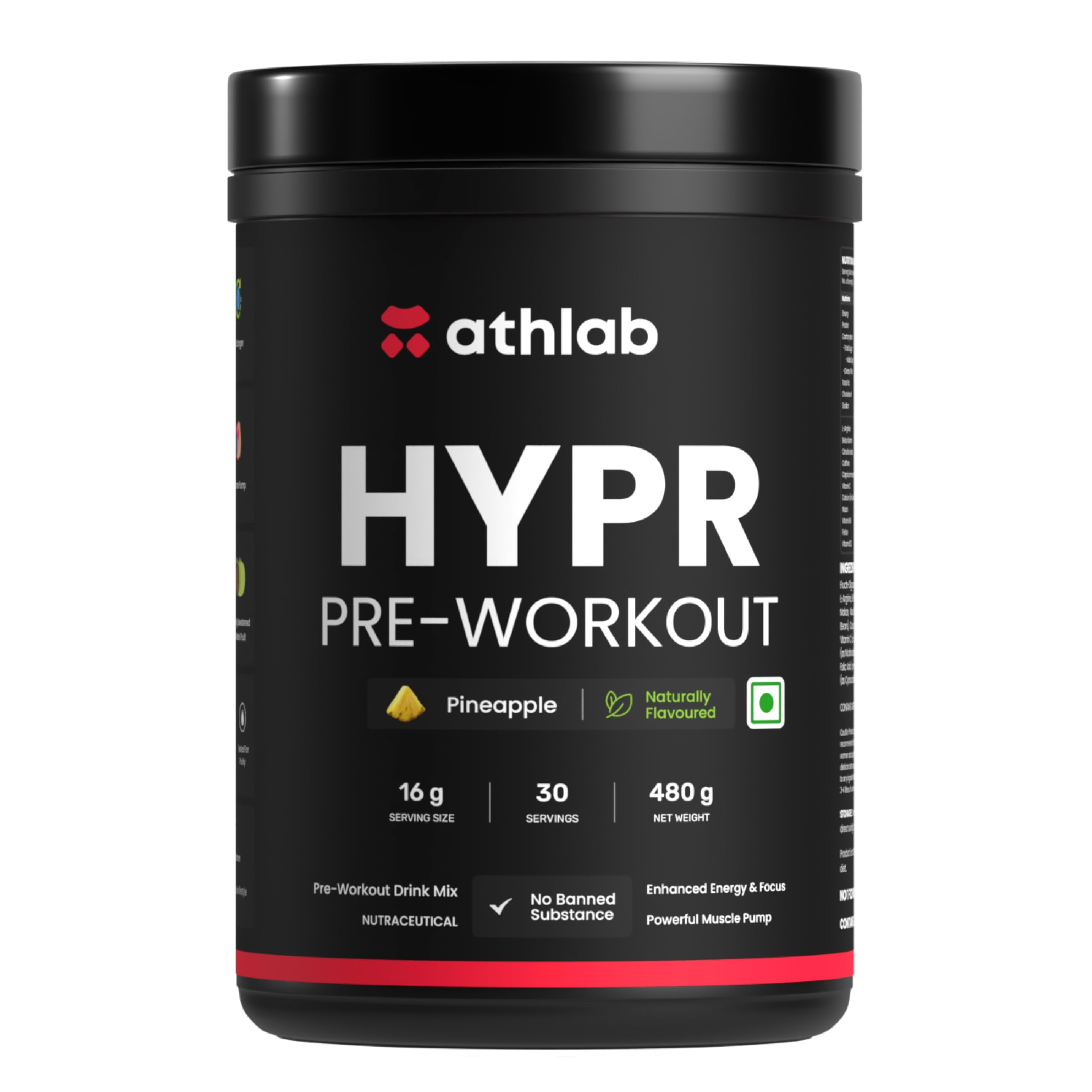 Athlab (by Nutrabay) HYPR Pre Workout | Naturally Flavoured & Sweetened with Monk Fruit | 200mg Natural Caffeine, 3000mg L-Arginine, 2000mg Beta Alanine, 2000mg Citrulline Malate - Pineapple, 480g (B0C4SZR9F5) Amazon Price History, Amazon Price Tracker