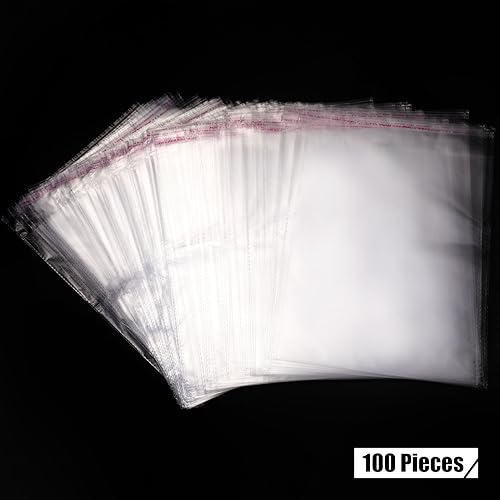 Miniatura 5 de Hotop 100 bolsas de polietileno transparentes de 9 x 13 pulgadas, bolsas resellables para camisetas de celofán, bolsas adhesivas para correo para