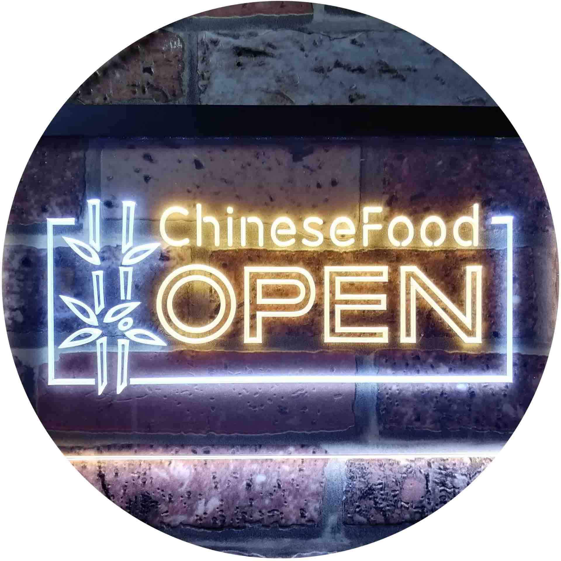ADVPRO Chinese Food Restaurant Open Dual Color LED Neon Sign White & Yellow 600 x 400mm st6s64-i0013-wy — image 1