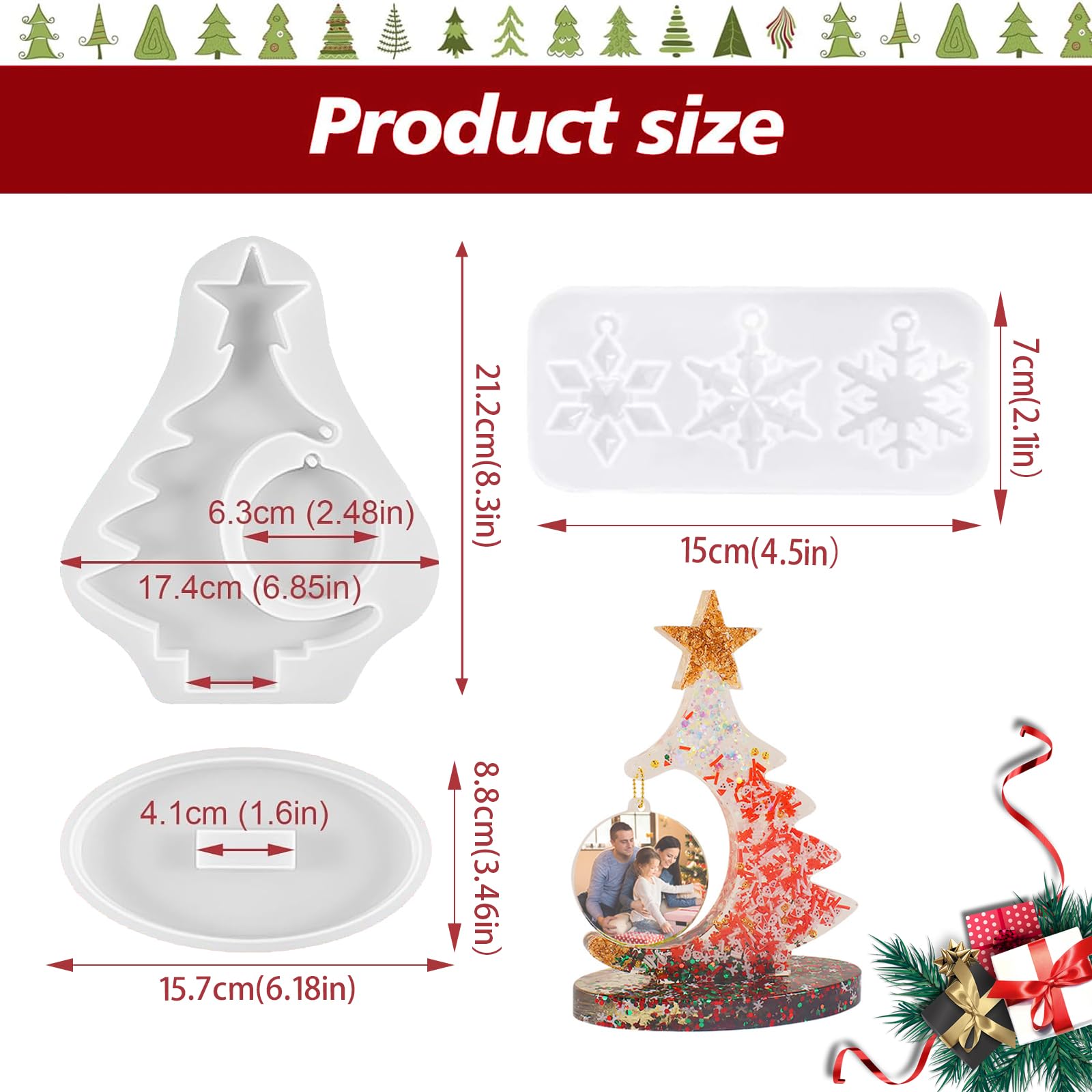 Lot De 3 Moules Silicone Noël (flocon, Sapin, élan…) - Pour Pendentifs DIY En Plâtre, Résine - Décorations