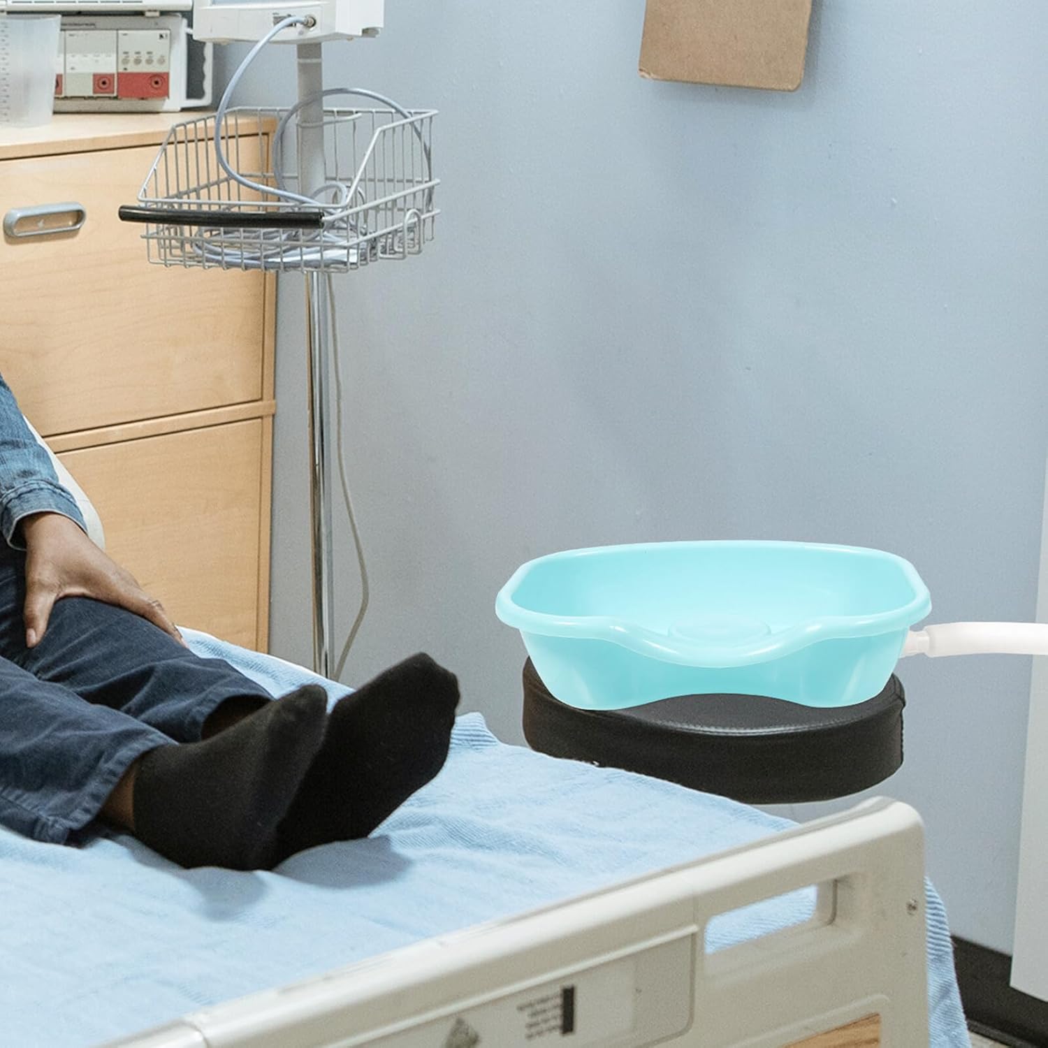 COLLBATH Portable Large Plastic Hair Washing Basin for Bedridden Patients, Bedside Shampoo Tray with Green Basin for Home Care and Elderly, Pregnant, Maternity Use