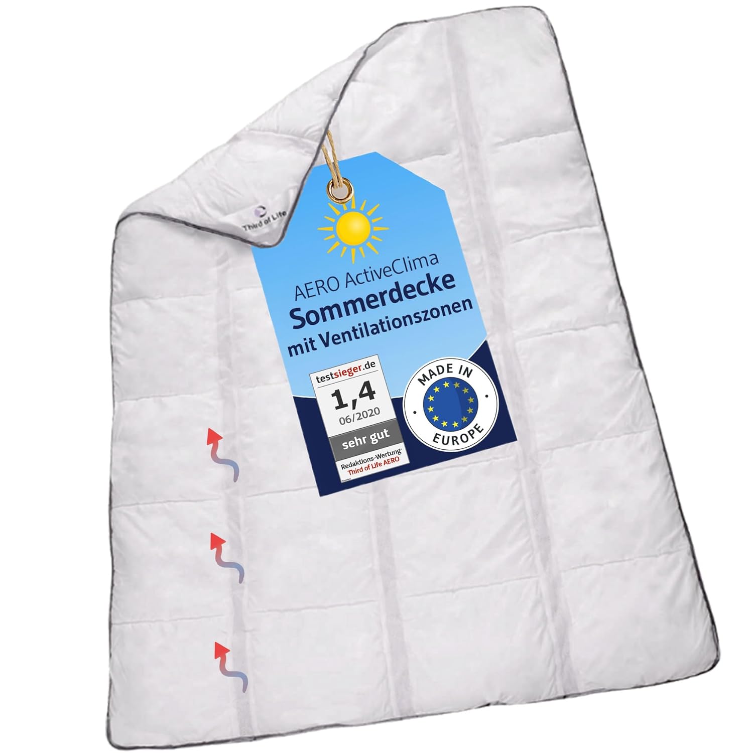 AERO ActiveClima 135×200 Sommerdecke mit innovativer Climabalance®-Technologie | Luftige Steppdecke mit Ventilationsstreifen und hohe…