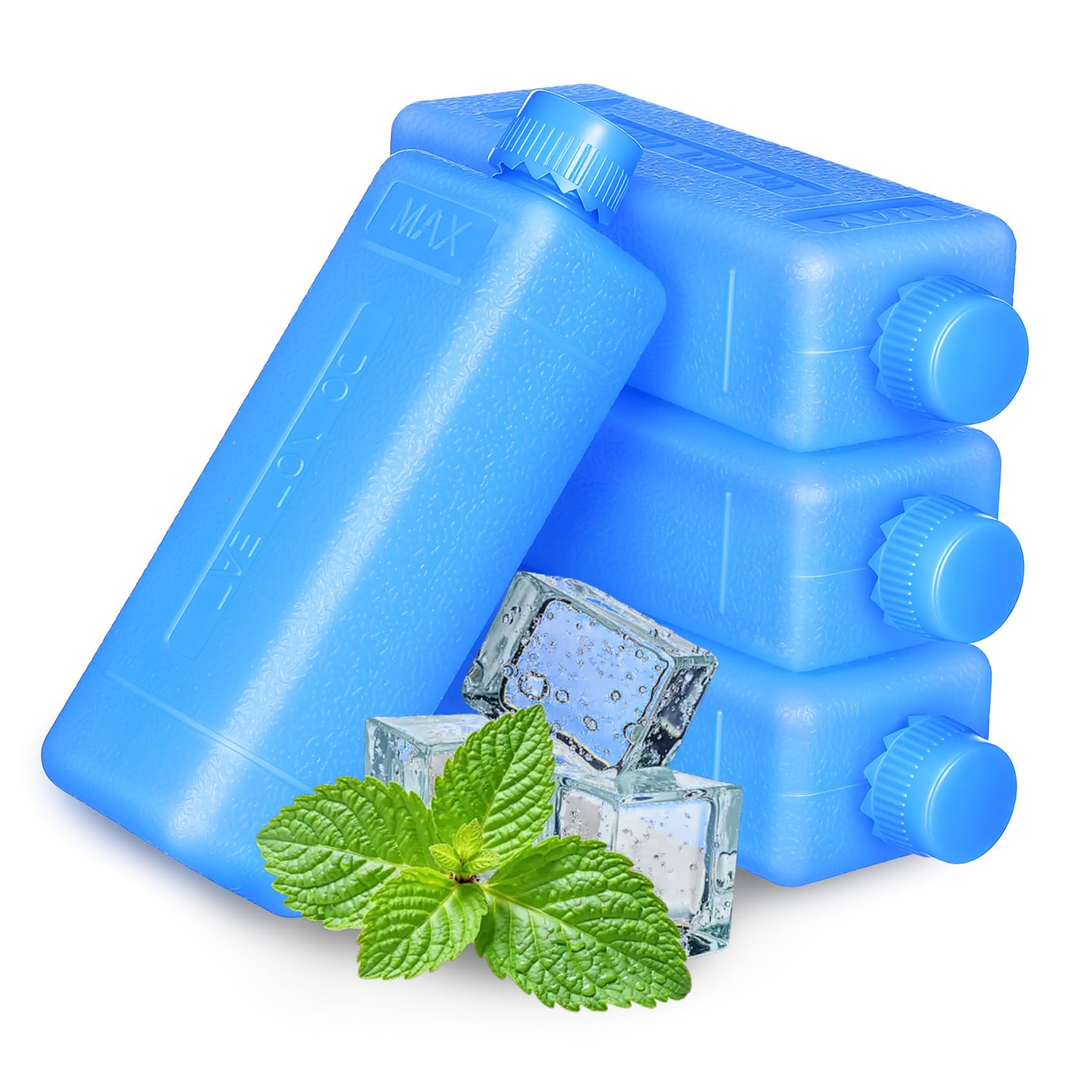 Angoily 4Pcs Mini Ice Packs for Air Cooler Machine - Hard Shell Reusable Freezer Blocks - Slim 12x4x3cm Cooling Crystal Box for Fan Water Tank Lunch Bag Camping & Food Transportation