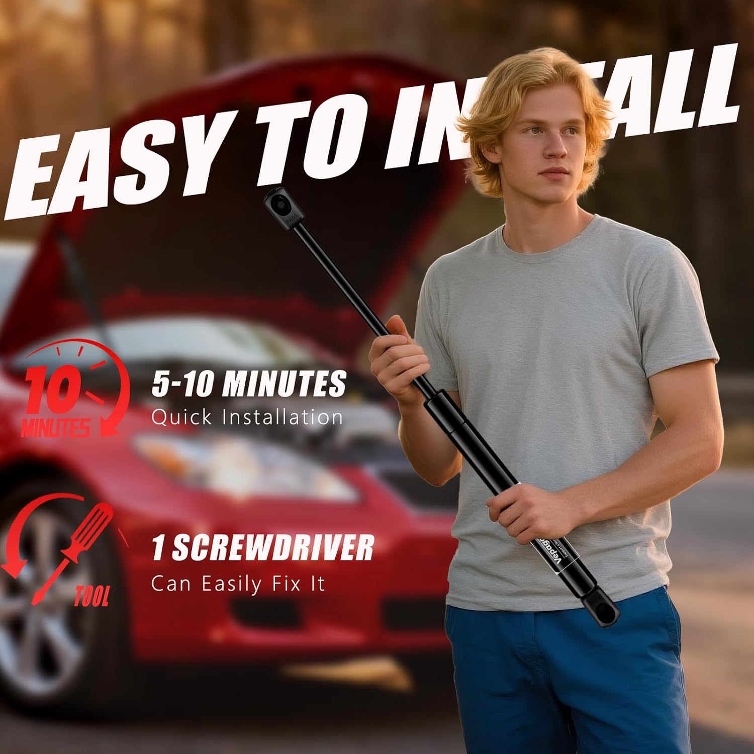 Vepagoo PM9042 Front Hood Struts for Toyota Solara 2004-2008, Gas Shock Lift Supports for Toyota Solara 2004-2008 SE/SLE, Hood Rods Springs Replacement, 5344006210, 53440-06210