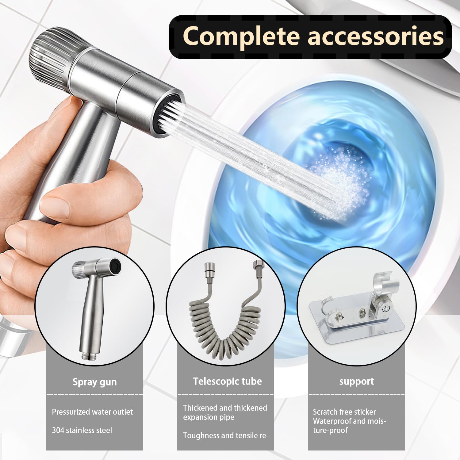 Doccetta Bidet Portatile AIVORO - Acciaio Inox 304 - Pressione Regolabile - Per WC E Lavandino - Foto 3