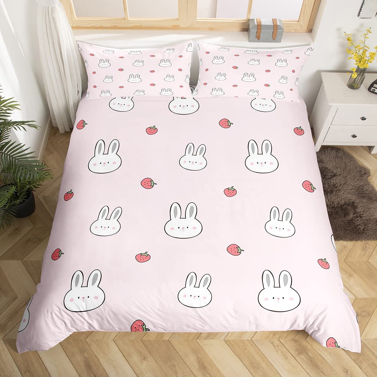 Set Di Biancheria Da Letto Per Bambini, Motivo Fragola, Con