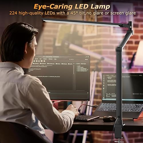 Miniatura 6 de Lámpara de escritorio LED para oficina en casa, luz de escritorio de arquitecto con control remoto, luz de monitor de computadora de pantalla dual