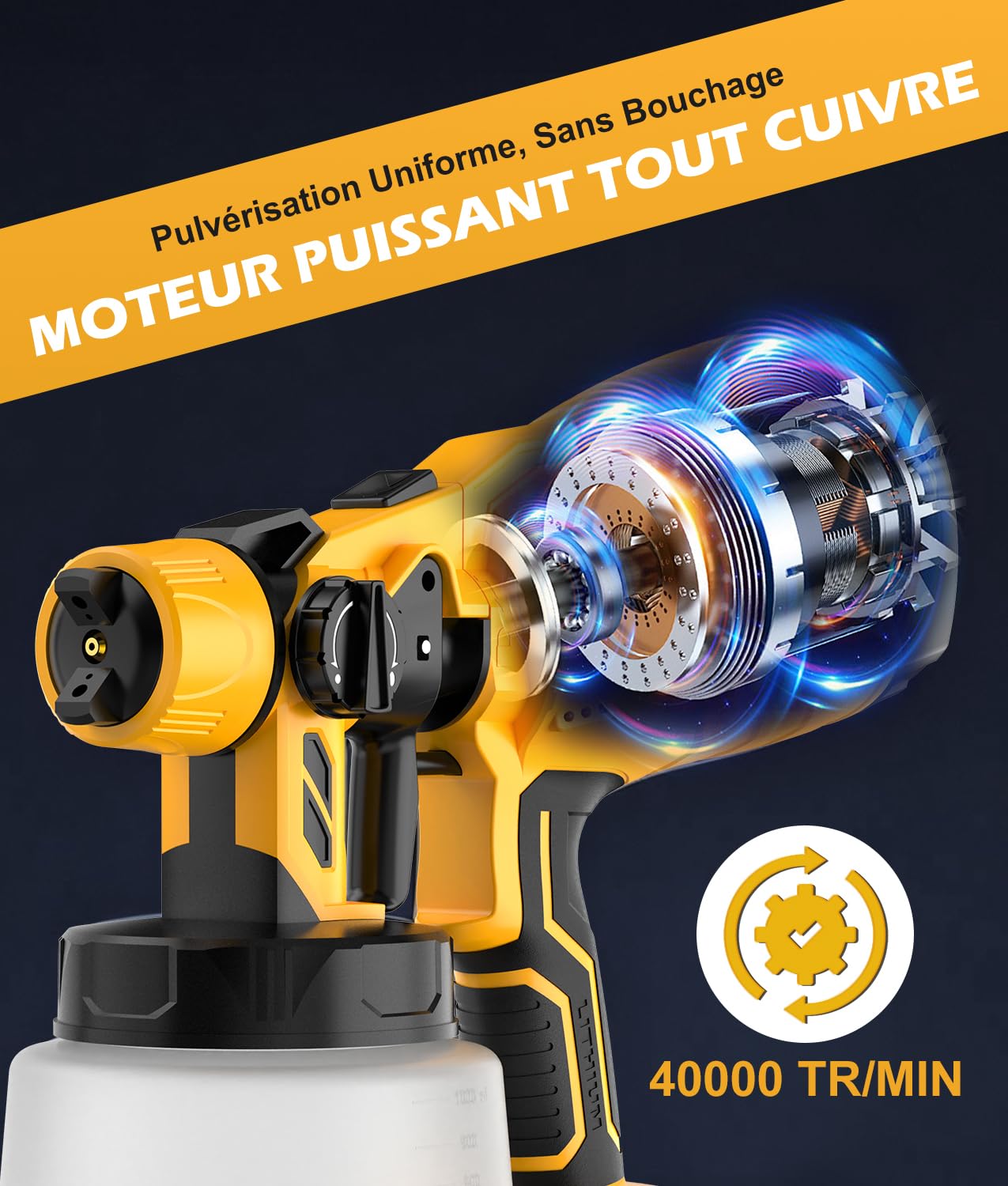 WADEO Pistolets à Peinture, [800W/1000ml/8 Buses/3 Modèles] - Pistolet à Peinture HVLP et Pulvérisateurs de Peinture pour Murs, Meubles, Portails, Plafonds, Jardins