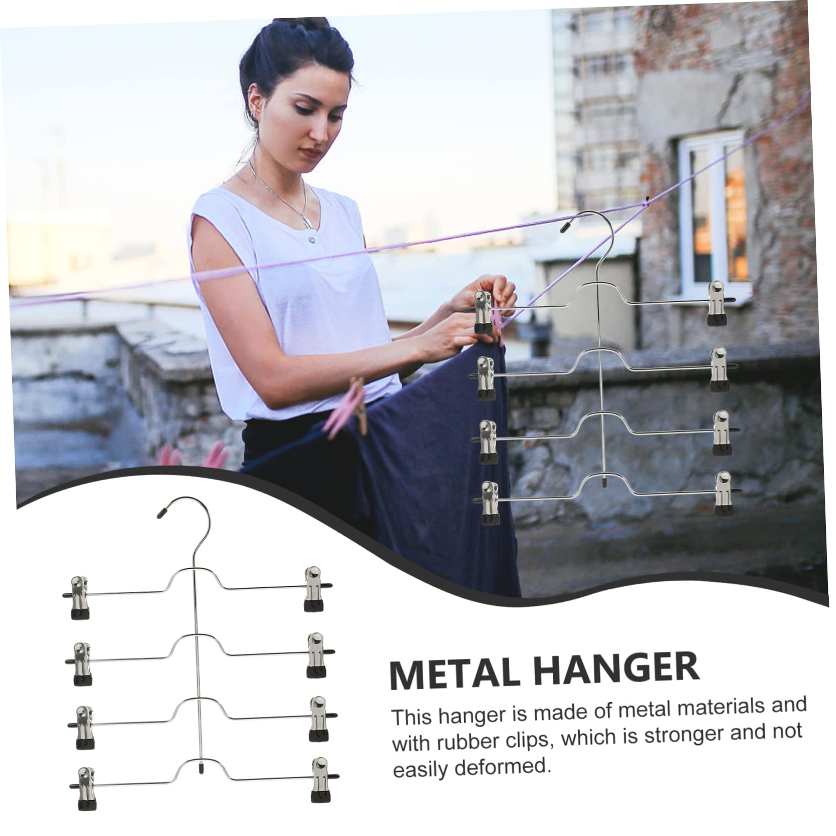 Mobestech Multi Pants Hanger with Clips Space Saving Trouser Rack Household Clothes Organizer for Skirts Slacks and More Metal Design Efficient Clothing