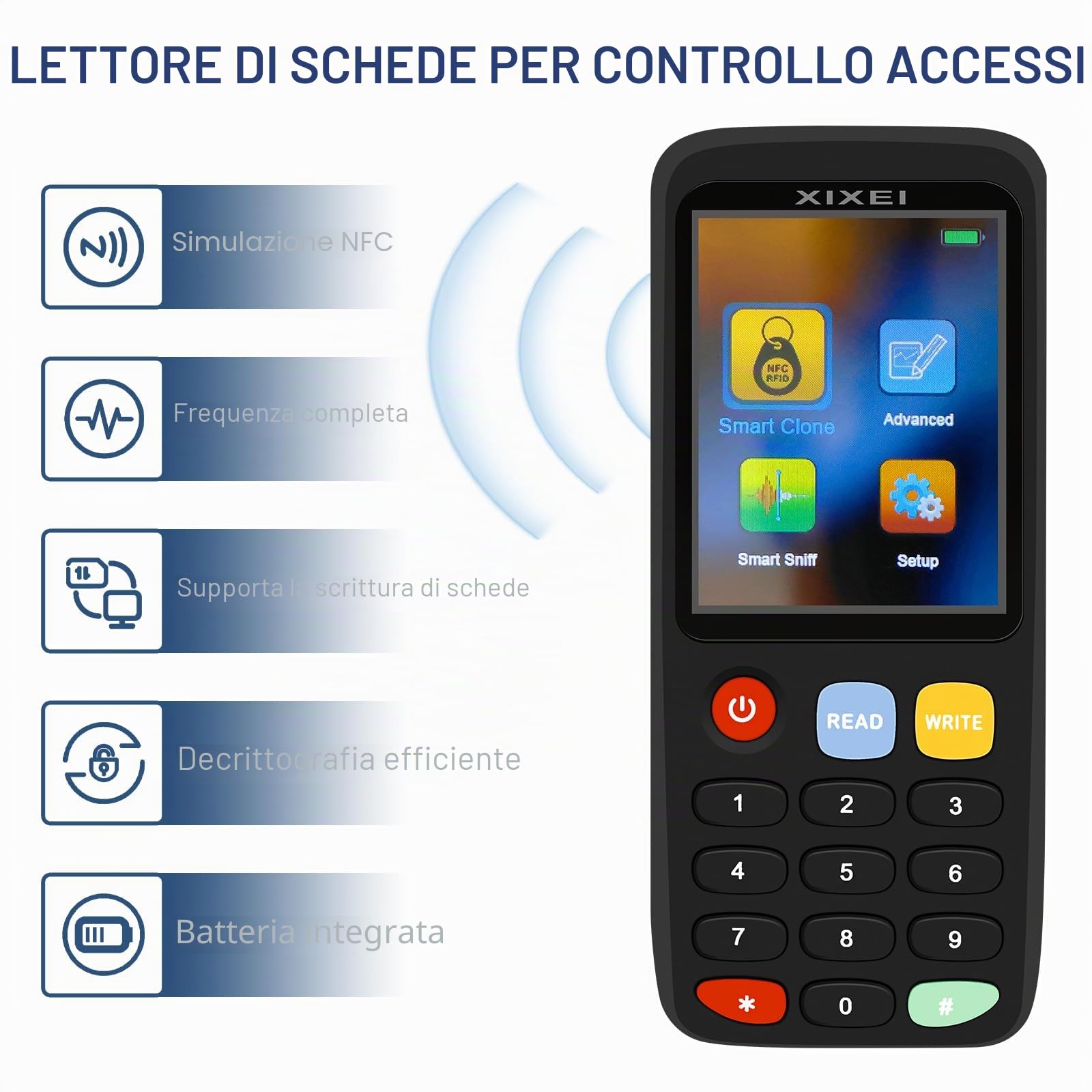 Smart Card RFID Copier Kit Portable 125kHz ID Card Lettore Writer 13.56MHz IC Card LEACER Writer IC ID Copier X7RFID Reader Duplicator Access Control Reader per Smart Card