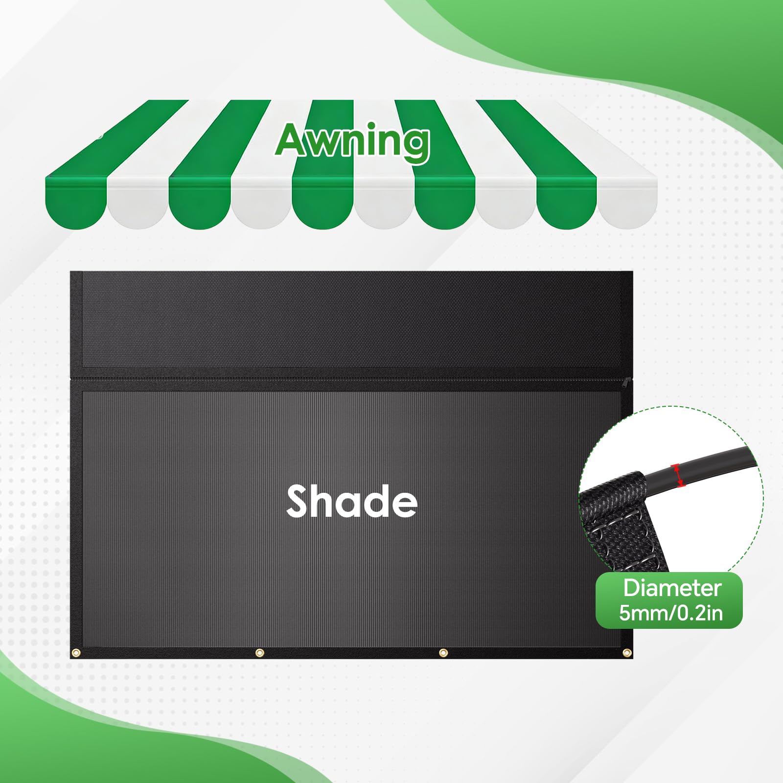 Toldo para Autocaravana, con Cremallera, Ventana panorámica Ajustable (Tela+Red). Protección Visual y Solar, protección Visual Universal con Kits completos, 2,2 m de Alto (2,4 m de Ancho) - 5