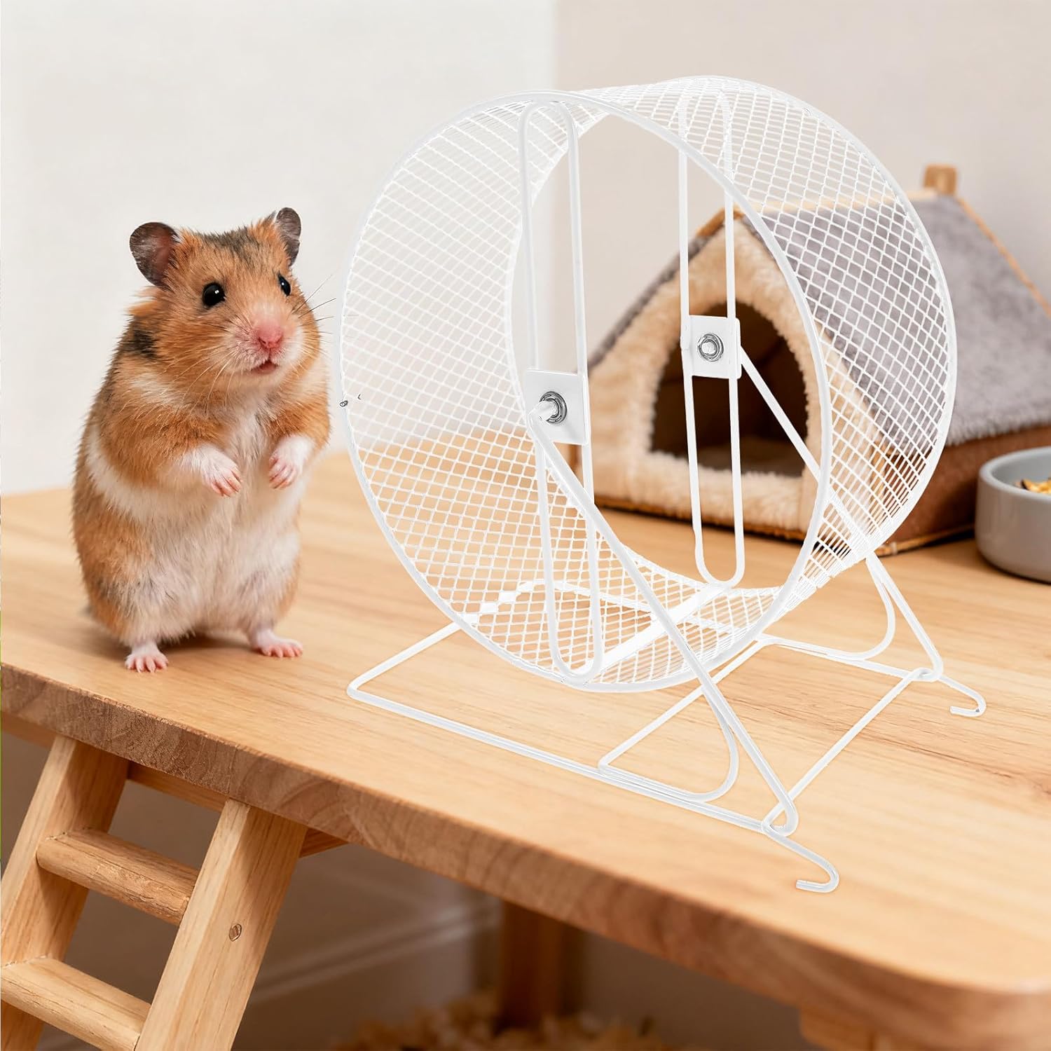Generic Hamster Exercise Wheel - 8.28in Iron Wire Hamster Wheel Silent Toy Pet Supply - Metal Silent Bearing Exercise Roller for Small Animals Chinchillas Rat Gerbil Mouse