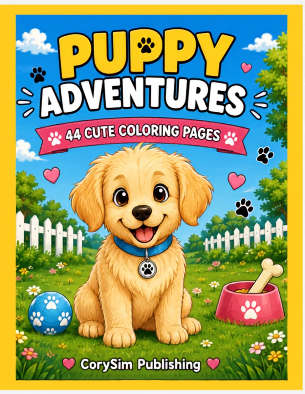 Little Puppy Adventures: 44 Cute Coloring Pages (Little Adventures Coloring Books)