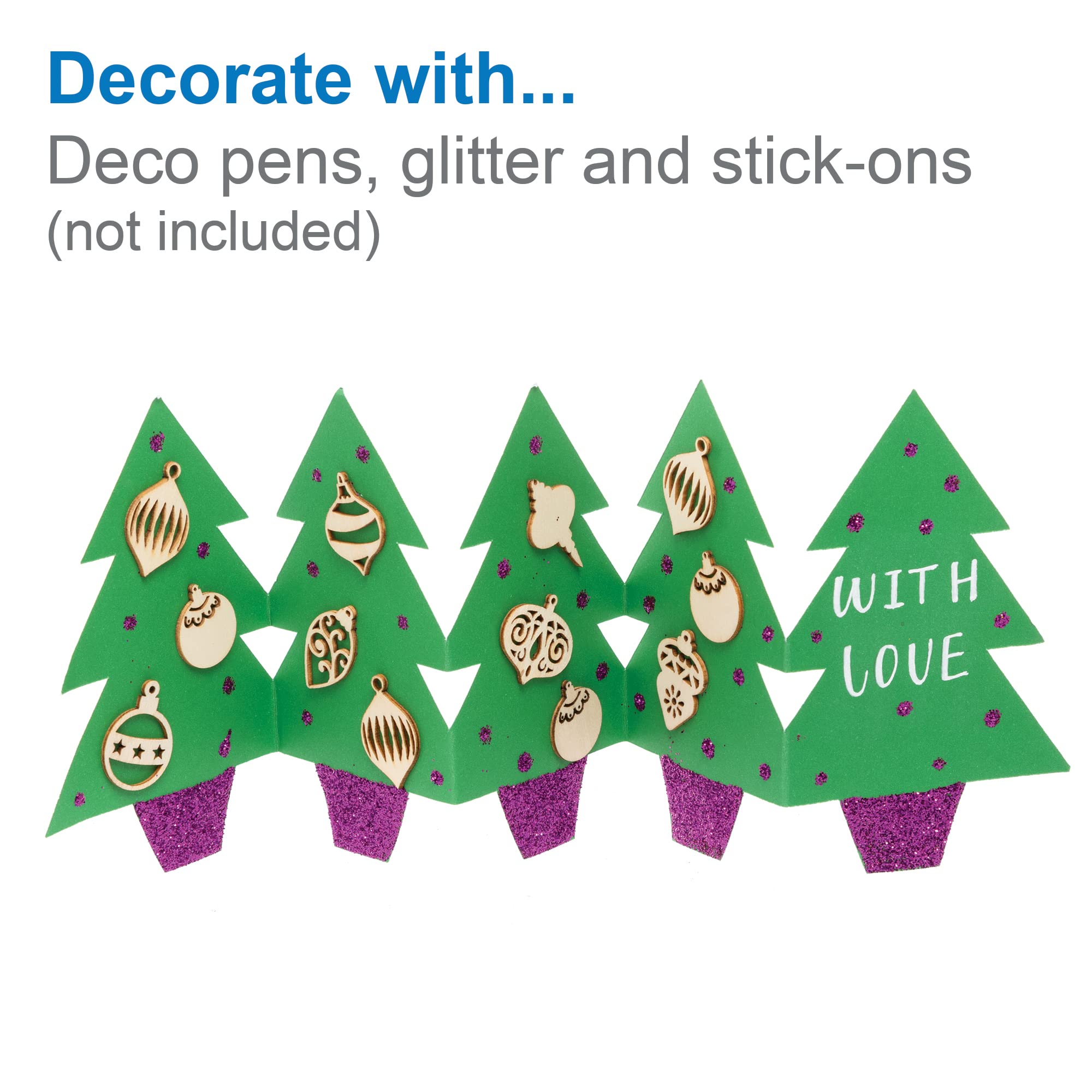 Baker Ross FE869 Tarjetas de Navidad Concertina en Blanco - Paquete de 10, Espacios en Blanco para Hacer Tarjetas, haz tus Propias Tarjetas Navideñas, Ideales para Proyectos de Manualidades para Niños