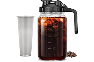32 Oz Mason Jar Cold Brew Coffee Pitcher For Refrigerator Iced Tea Container