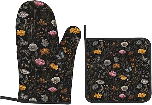 Miniatura 35 de Manoplas de horno y soportes para ollas, arte de mármol blanco y dorado, juego de 4 guantes de cocina resistentes al calor, antideslizantes