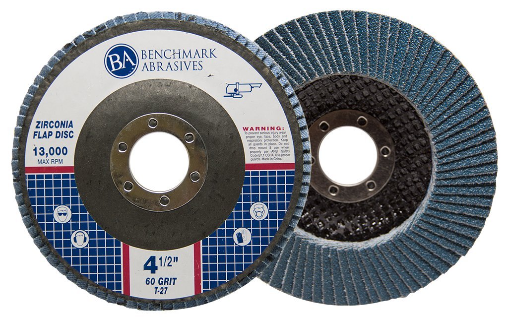 Benchmark Abrasives 4.5 pulgadas Premium Zirconia Tipo 27 discos de aleta muelas abrasivas para acero inoxidable 7/8 pulgadas cenador grano 60 – 10 unidades