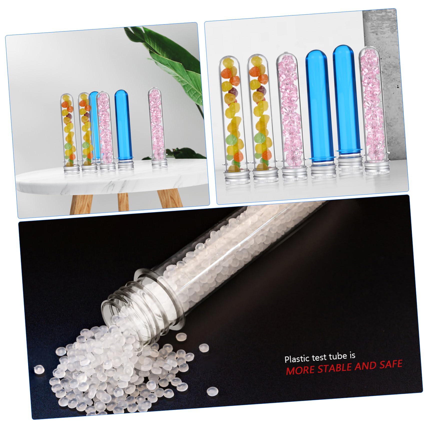 BESTYASH Provette in Plastica Pet Provette Trasparenti con Tappo Vite in Alluminio di Campioni per Oggetti Artigianali