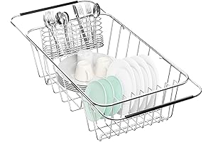 Small, Expandable 304 Stainless Steel Metal Dish Rack