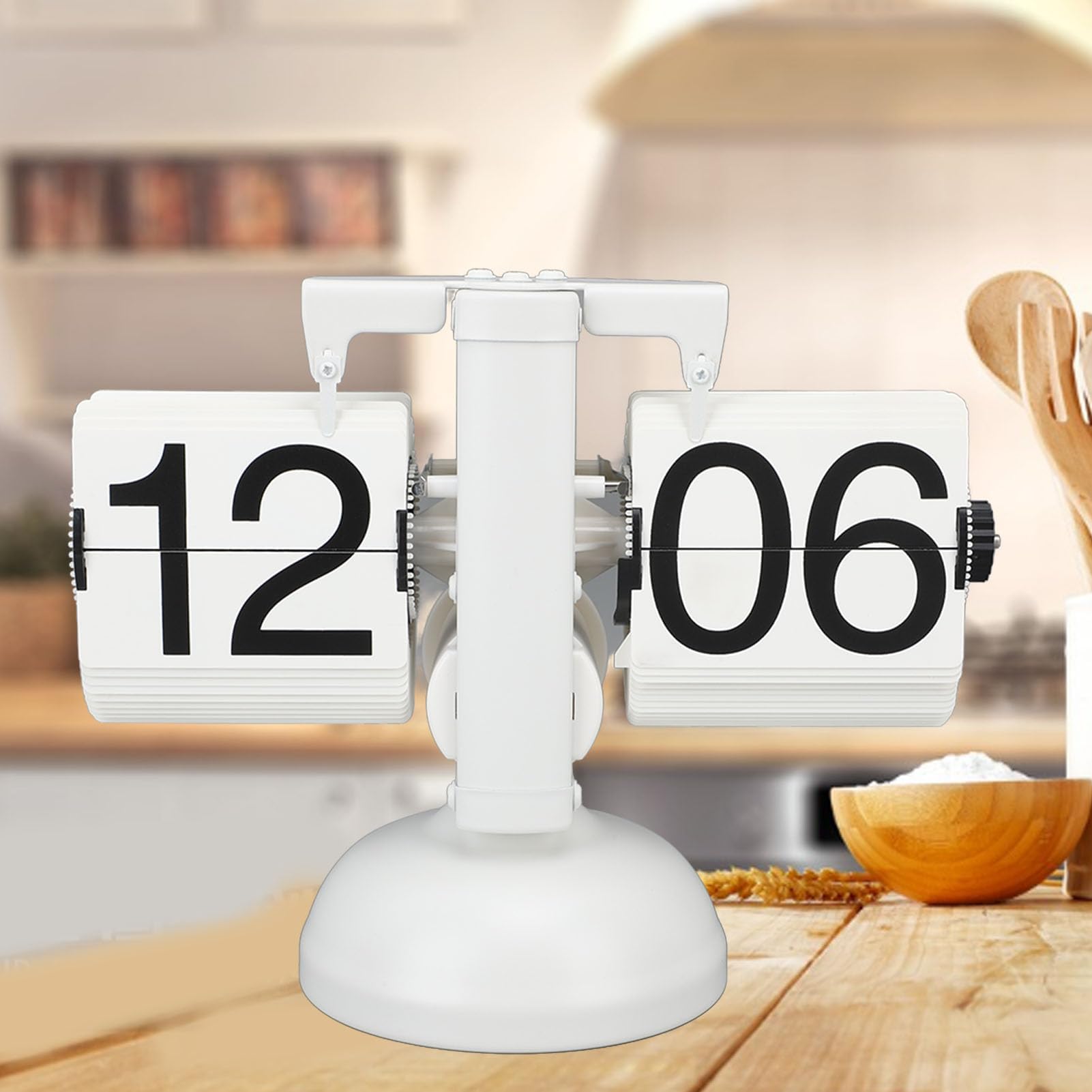 Atyhao Reloj con Tapa Estilo Habitación Pequeña, 24 Horas, Hogar Retro para Reloj Mecánico con de Página, Reloj con Tapa de un Pie, Gran Número, Estante de Escritorio, Relojes