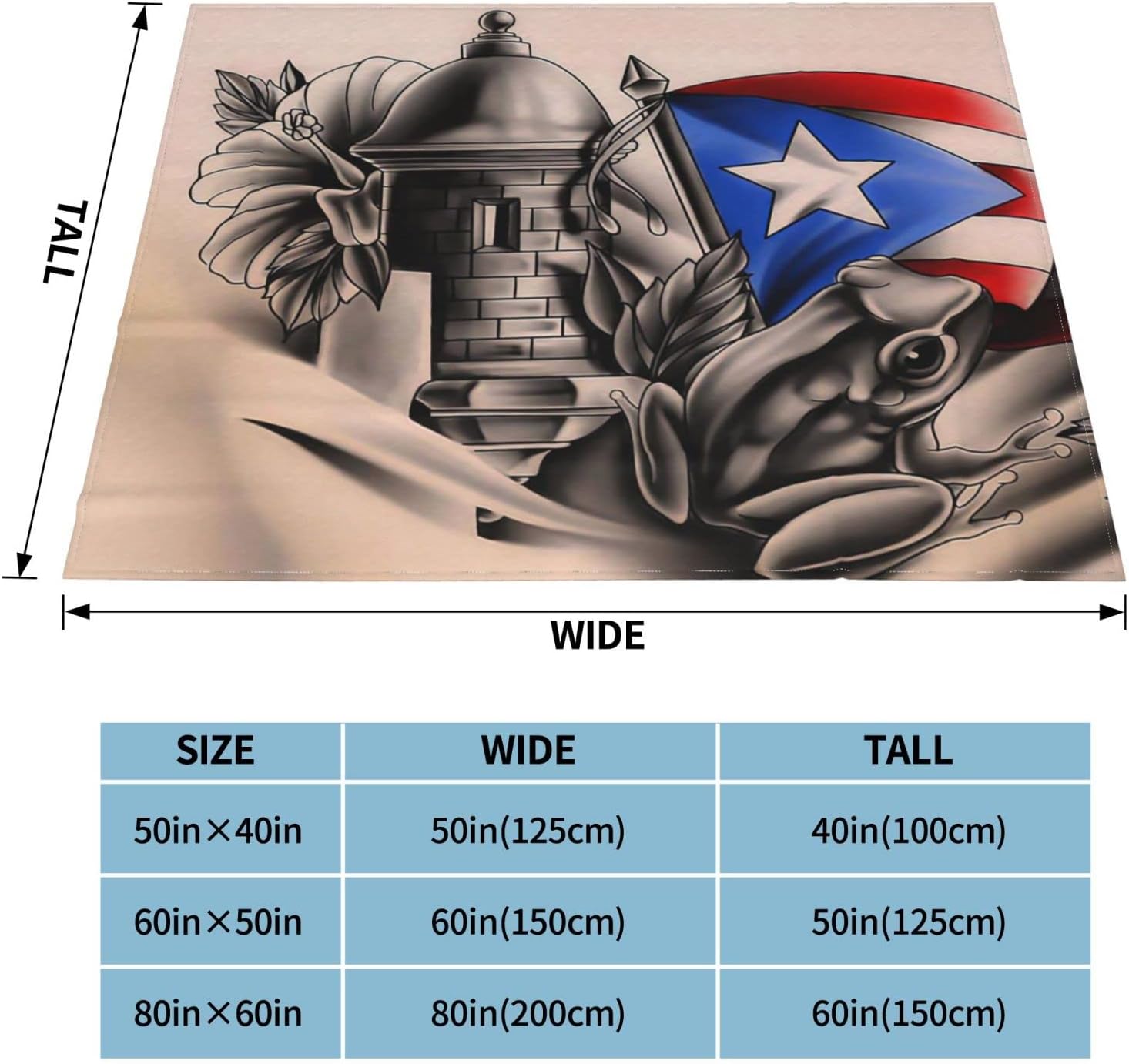 Puerto Rico Blanket Soft Fuzzy Flannel Lightweight Throw Blanket for Couch Bed Puerto Rico Rican Decorations Blankets Cozy All-Season Blankets and Throws Boricua Gifts for Adults Teen 80"X60"