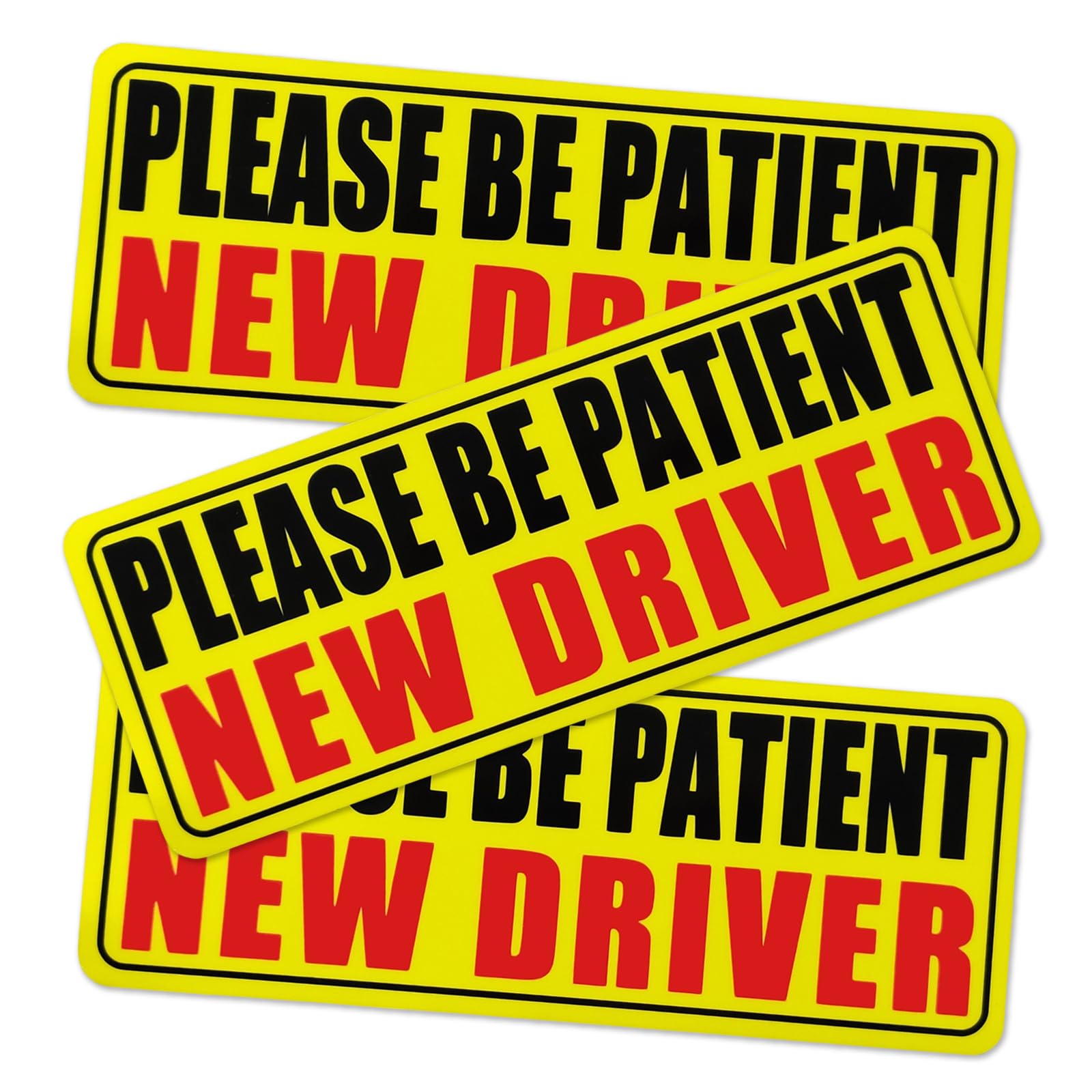 3PCS New Driver Magnet for Car, Please Be Patient New Driver Stickers Magnetic Safety Warning Magnetic Reflective Reusable Signs