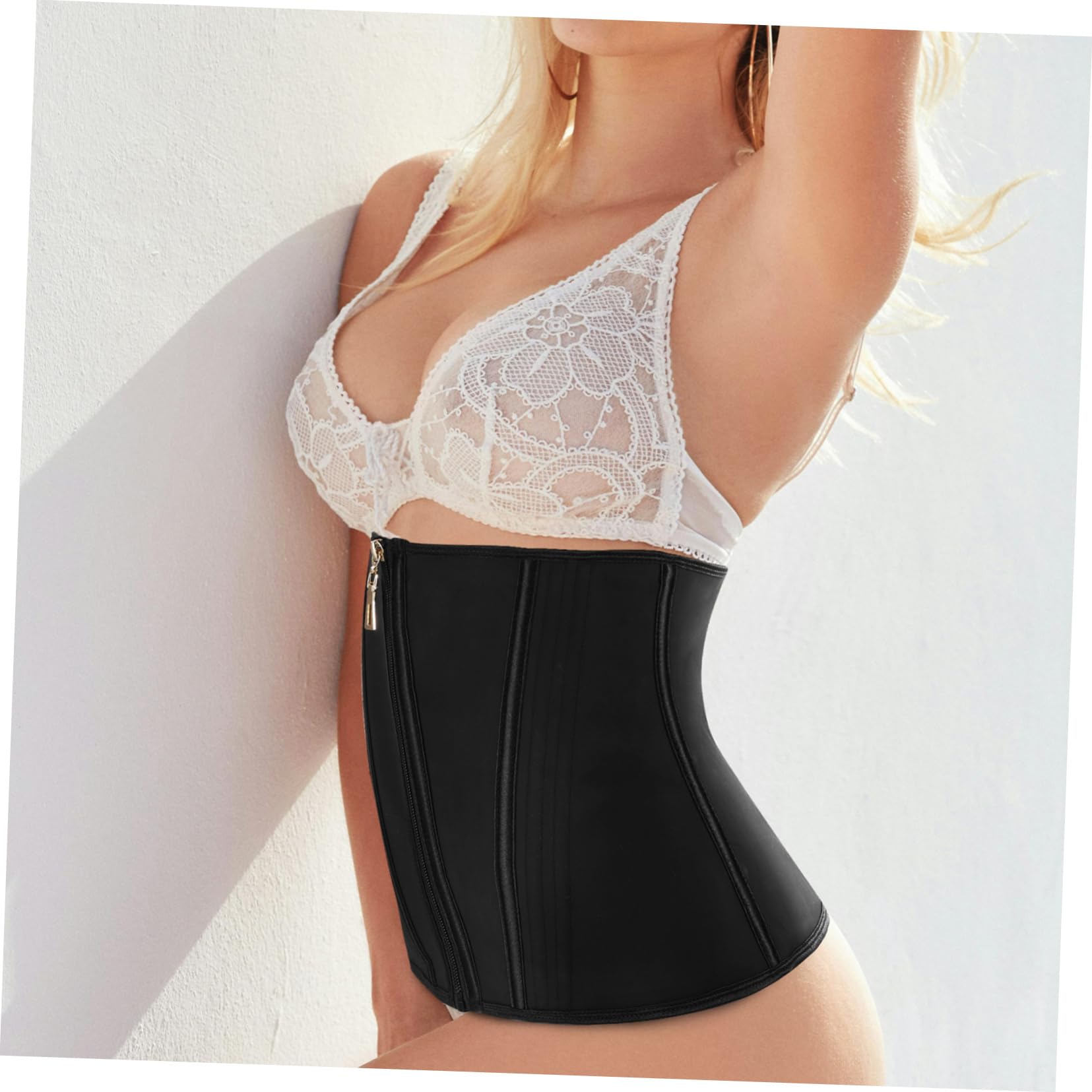CALLARON Corsé Moldeador para Mujer con Cremallera, Entrenador de Cintura con Control de Abdomen, Body Shaper Ajustable Costuras, Adecuado para Uso Diario Ropa