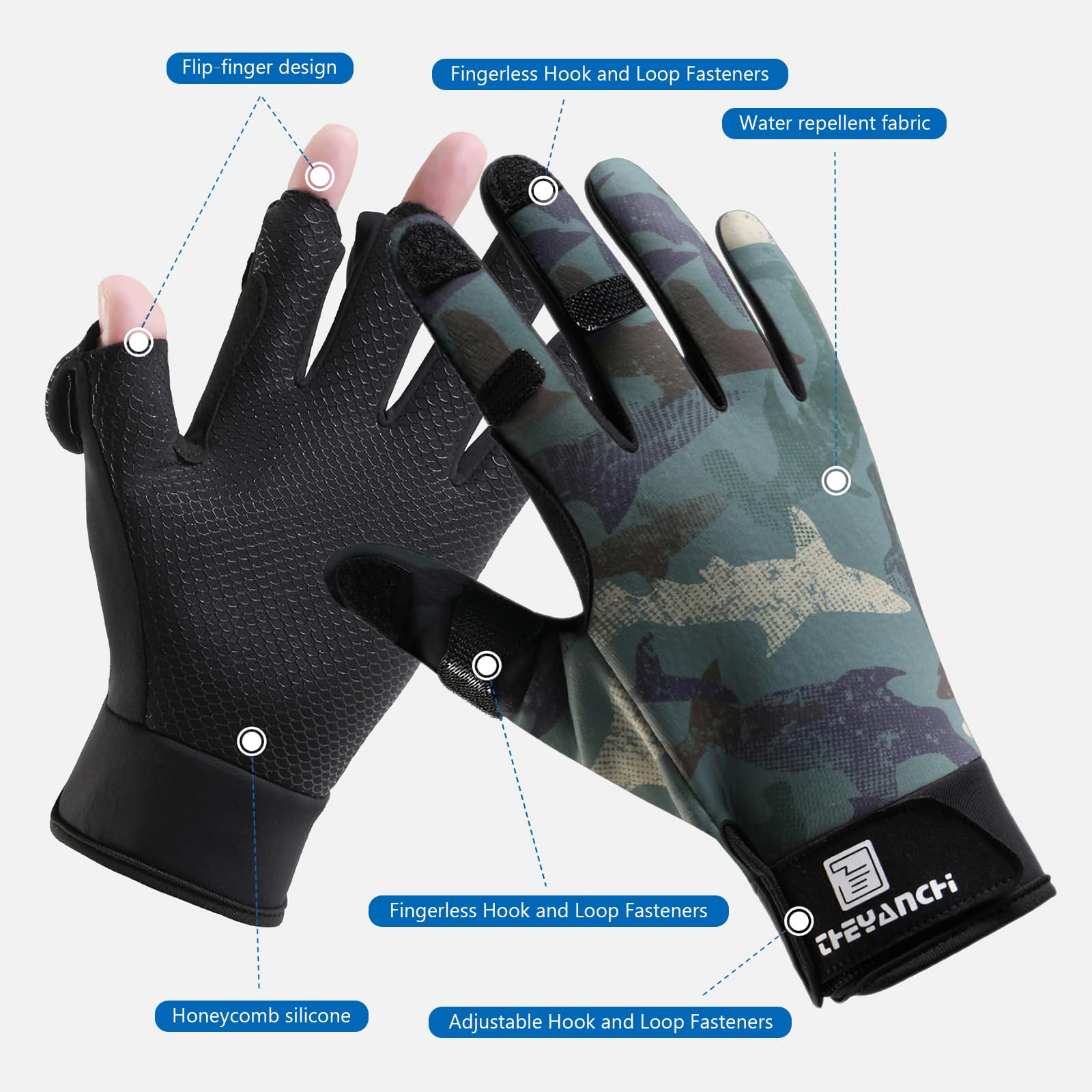 Guantes de pesca de invierno sin dedos para hombres y mujeres, resistentes al viento, para pantalla táctil, cálidos, para motocicleta, ciclismo, fotografía, caza, esquí, conducción