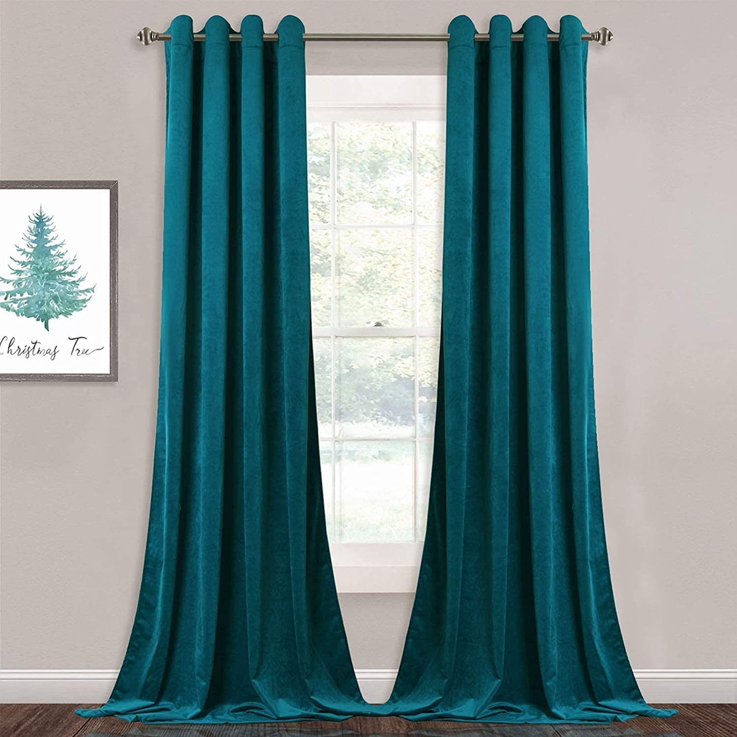 Ami Creation Thermal Insulated Velvet Blackout Door Curtain for Living Room Bedroom Home, 7 feet Long, Teal, Set of 1 (B0CNNJGNZP) Amazon Price History, Amazon Price Tracker