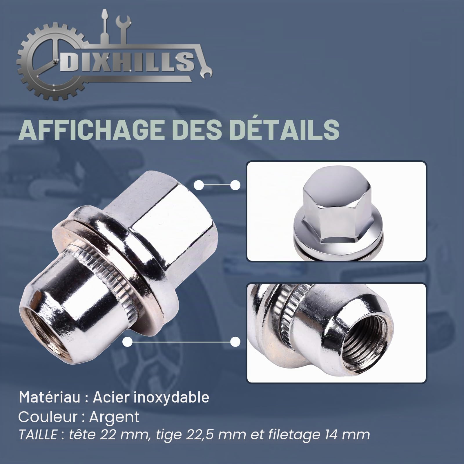 Ensemble de 20 écrous en alliage d'acier, compatibles avec LR Sport 2005-2013, Discovery LR3 LR4 2004-2014, L322 2006-2012, pièce de rechange pour LR068126 RRD500290