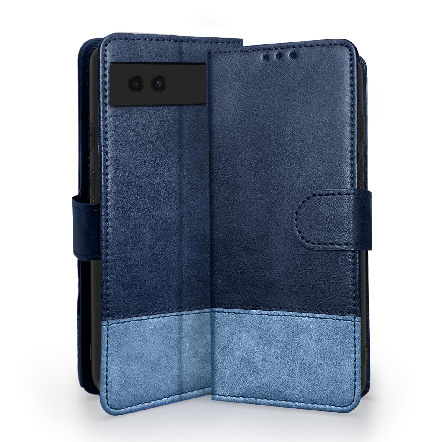 Pikkme Google Pixel 6a Flip Cover | Dual-Tone PU Leather Finish | Wallet Style & Stand | Magnetic Flip Case for Google Pixel 6a (Navy & Light Blue) (B0CXF21XRV) Amazon Price History, Amazon Price Tracker