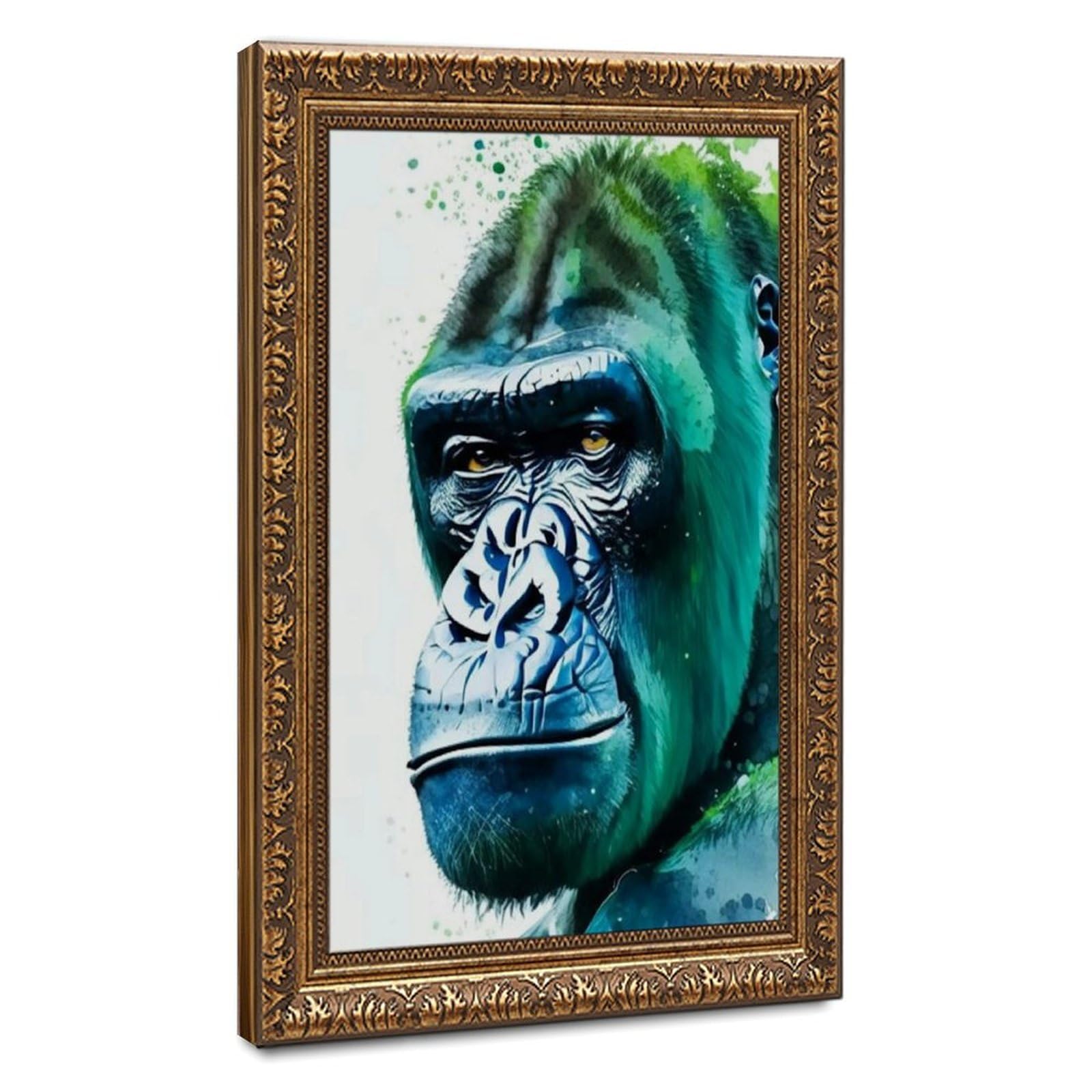 Bareronor Gorilla With Thinking Face Canvas Poster Bedroom Decor Landscape Office Room Decor Gift 8" L X 12" W