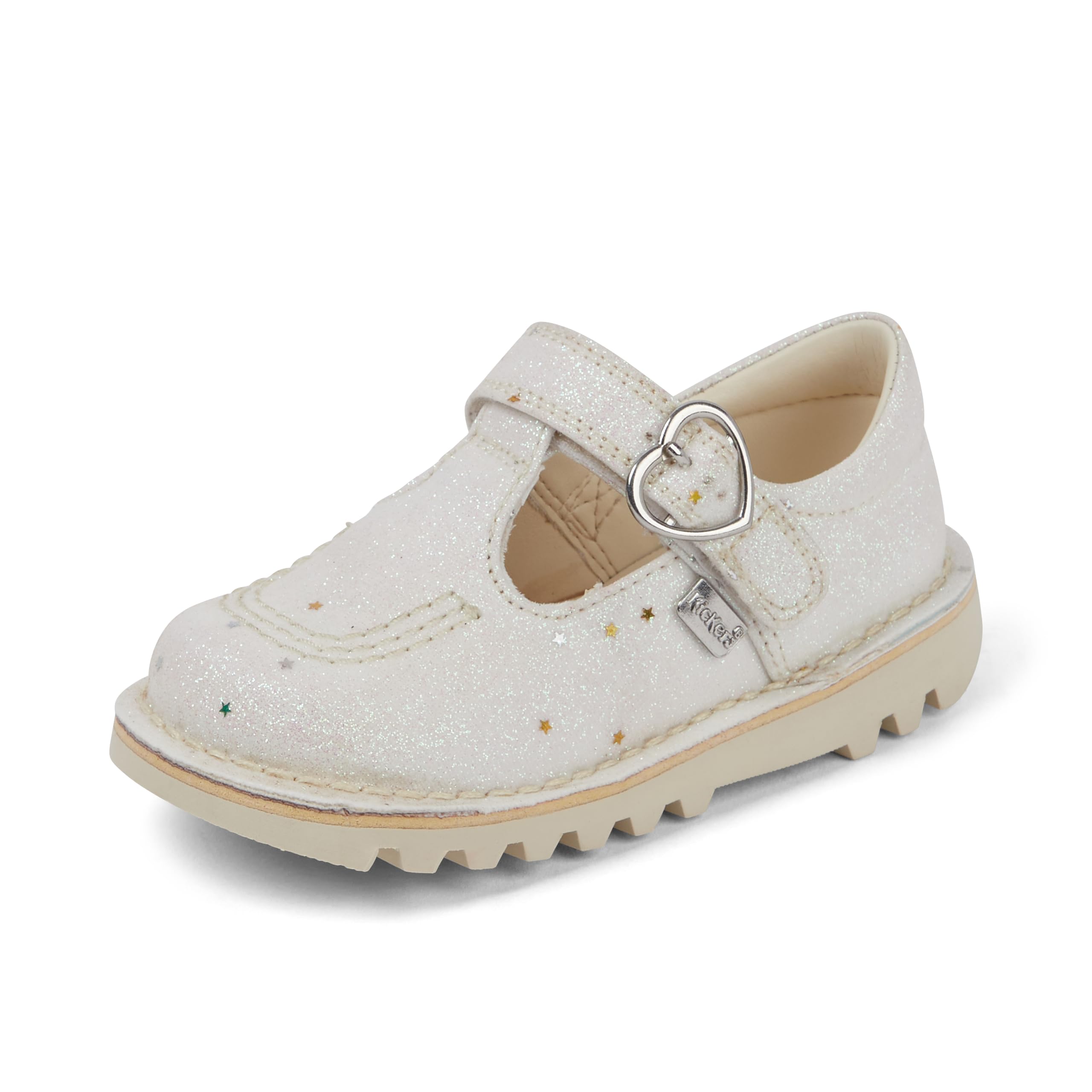 Kickers Toddler Kick Tbar Glitter Text Iu Wht