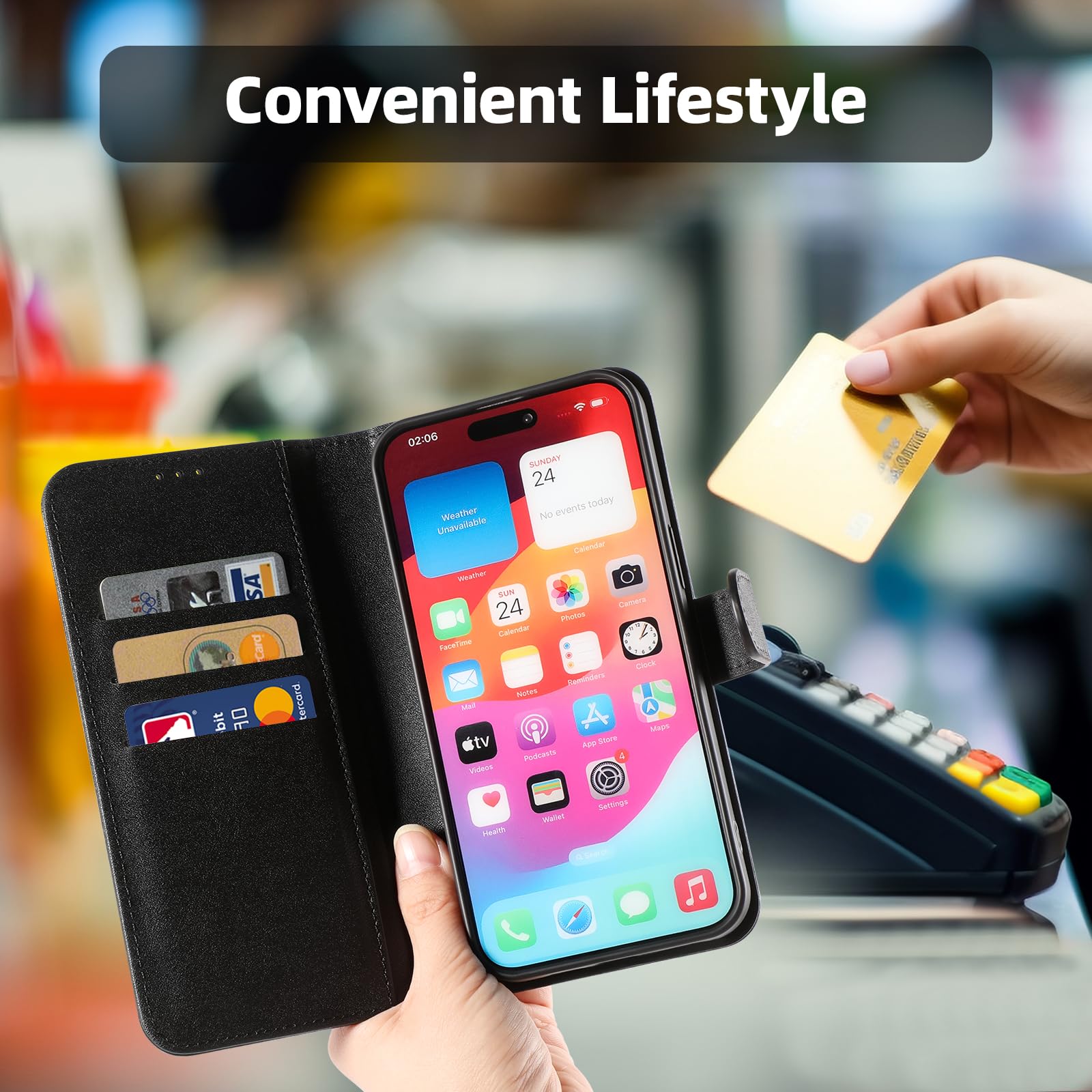 IPhone 15 Pro Max Hülle Aus Echtleder – Wallet-Funktion, RFID-Schutz & Standfuß