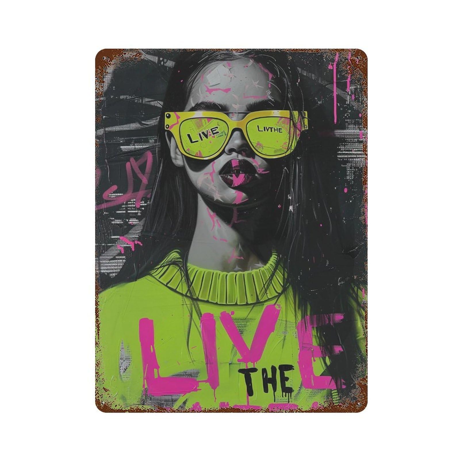 FHUYEURHRY Live The Queen Graffiti Pop 02 Wall Decor Retro Iron Vintage Art Metal Tin Sign Poster Modern Home Cofffee Club Art Bar Shop Decorations Style-10 40x30cm