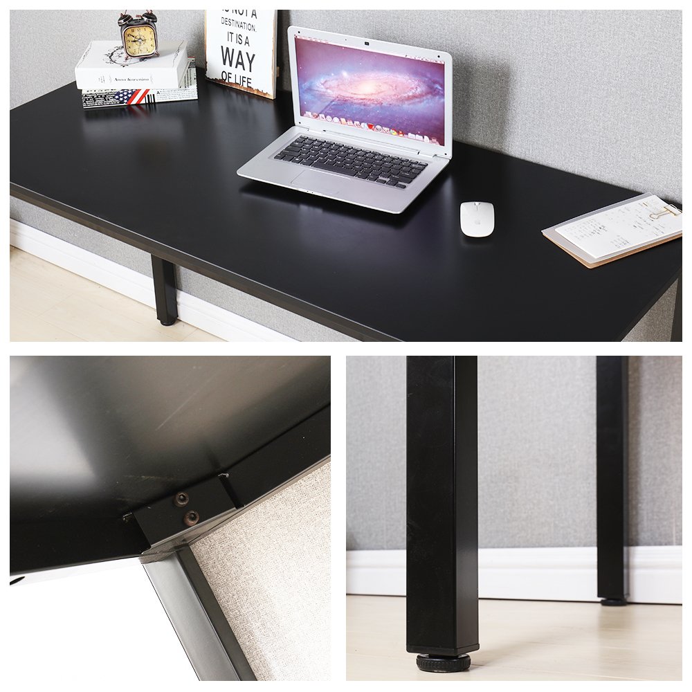 sogesfurniture Scrivanie 120x60cm Tavolo per Computer Ufficio Postazioni di Lavoro Scrivania PC Tavolo da Pranzo Moderno in Acciaio Legno, Nero AC3B-120-SF