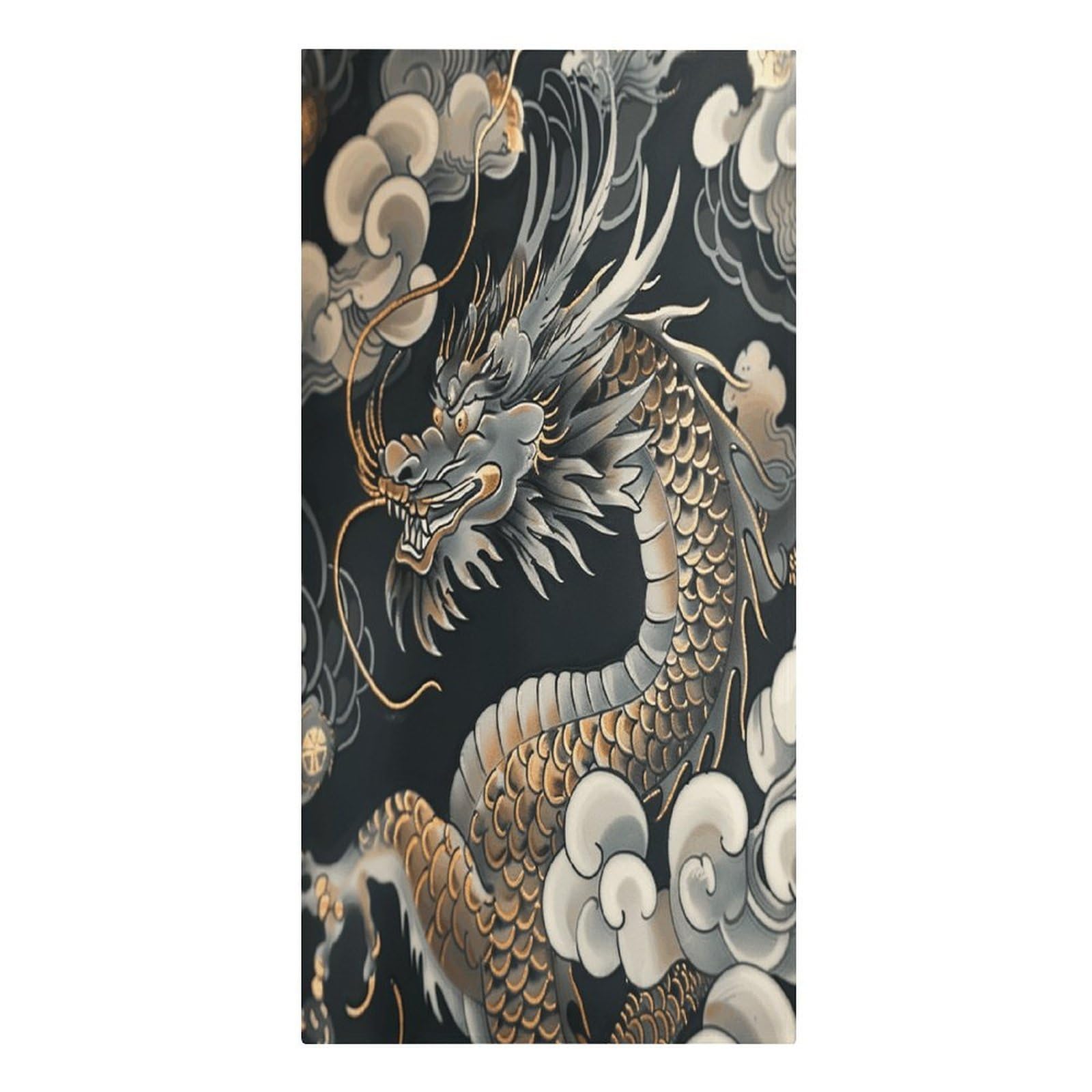 VstaDank Black Oriental Dragon Beach Towel Vacation Essentials Sand Free Soft Quick Dry Swim Towels 61"x30" Modern Extra Large Towels Lightweight Microfiber Beach Towel for Swimming Pool