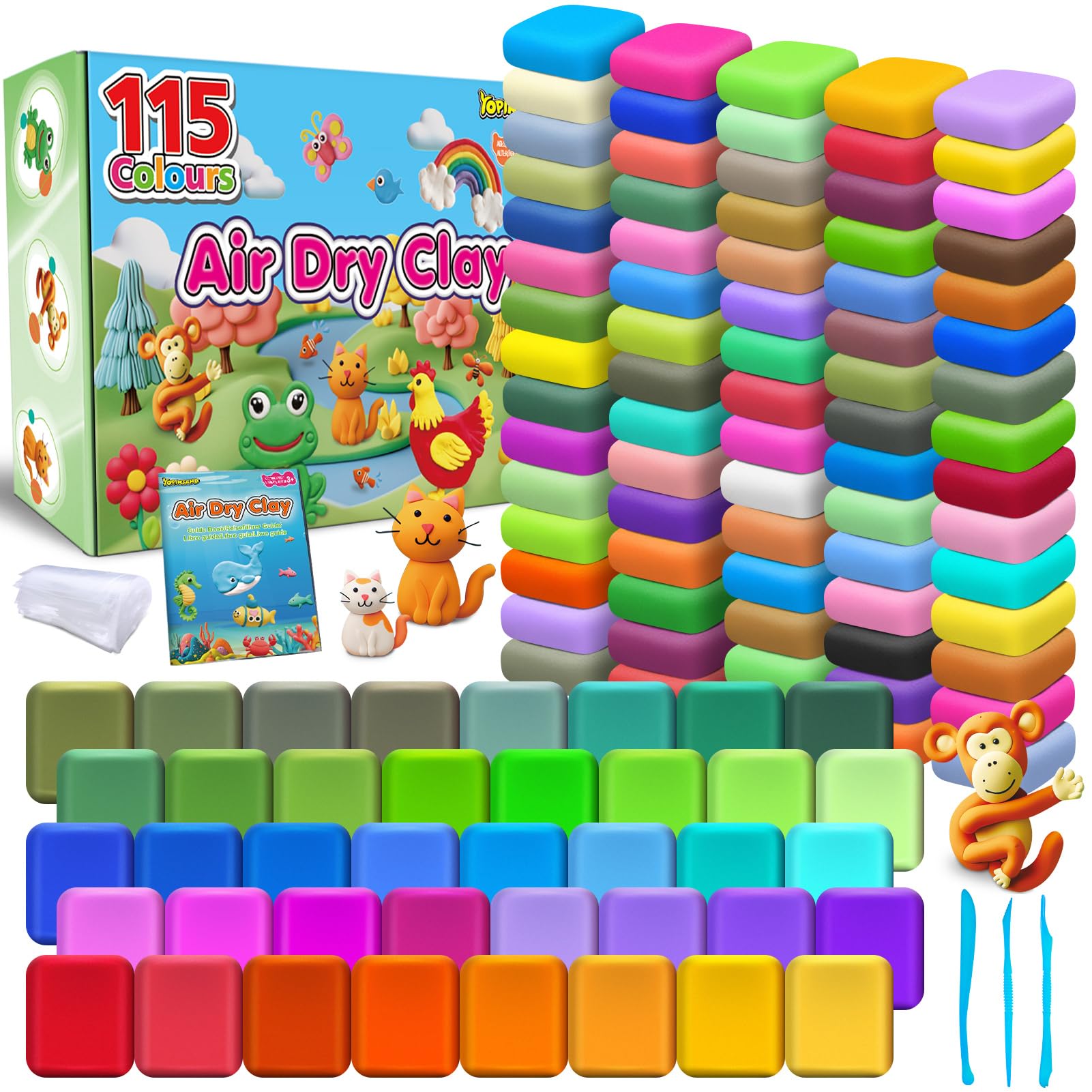 Modelling Clay - 115 Colours Air Dry Magic Clay, DIY Molding Clay with Tools, Presents Gift for Boys & Girls Age 3-12 Year Old