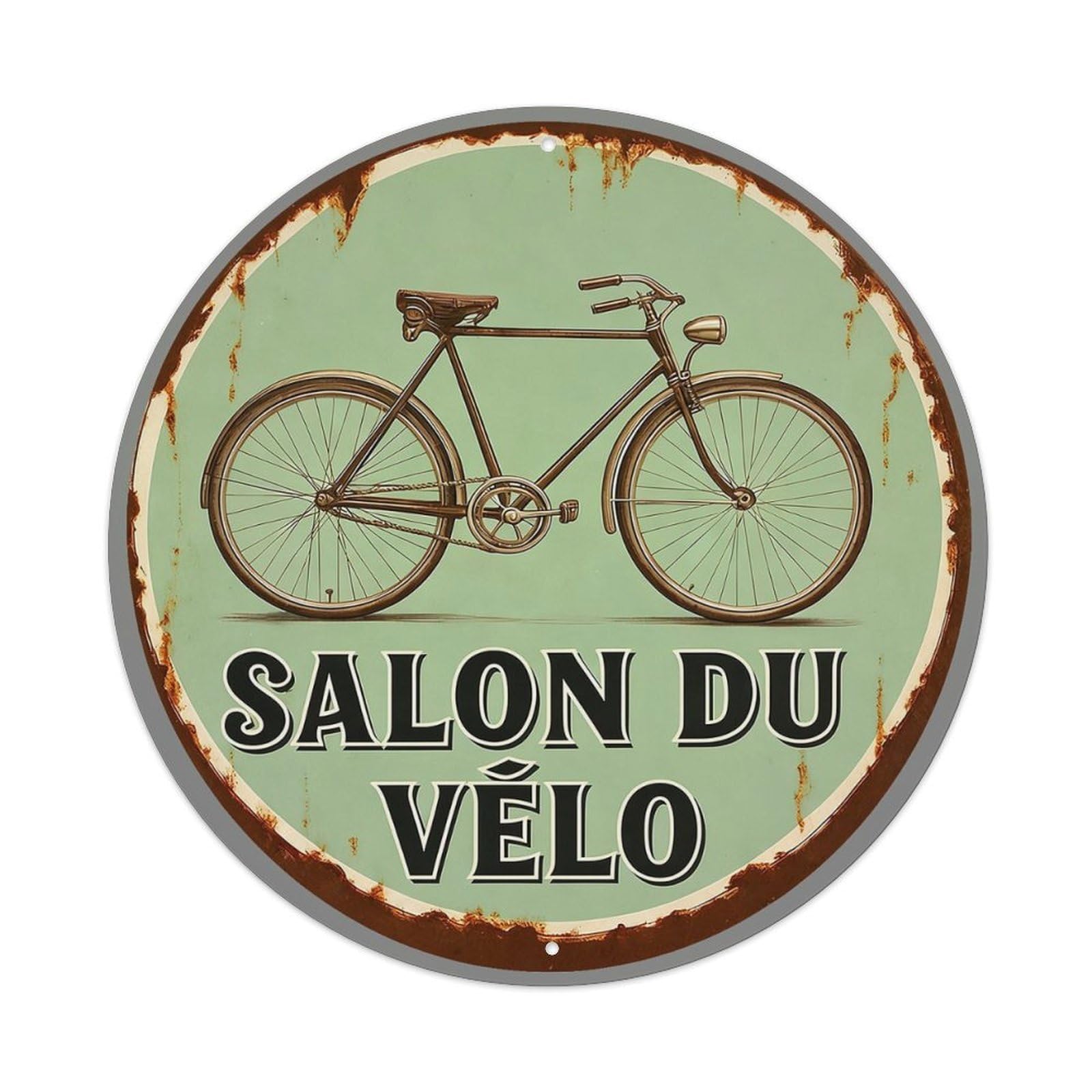 Vintage Bicycle Sign Pattern Round Metal Tin Sign Vintage Wall Decor, Bar Garage Cafe Kitchen Home Wall Art Poster 8x8inches